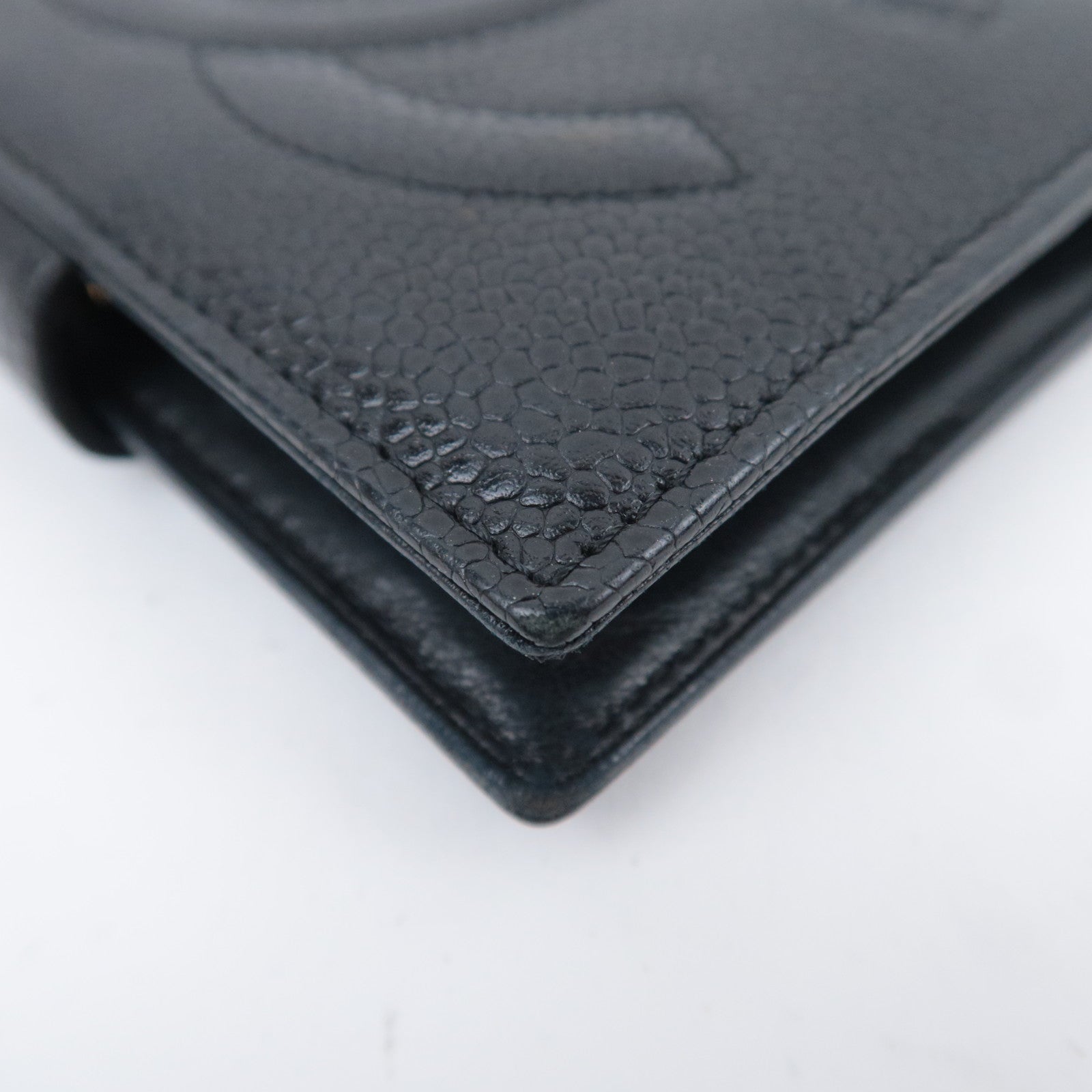 CHANEL Coco Mark Kiss Lock Wallet Caviarskin Black Gold HDW