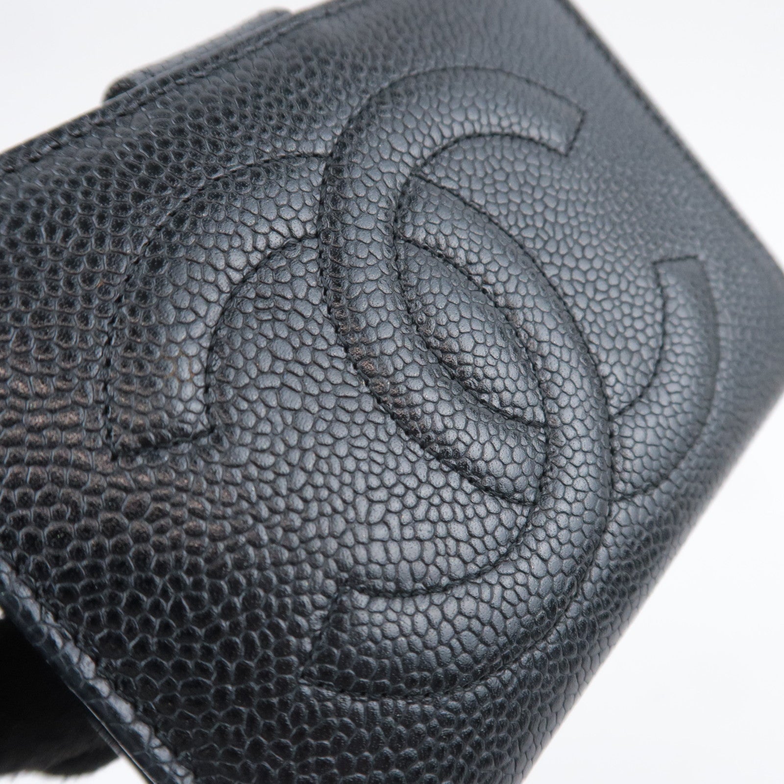 CHANEL Coco Mark Kiss Lock Wallet Caviarskin Black Gold HDW