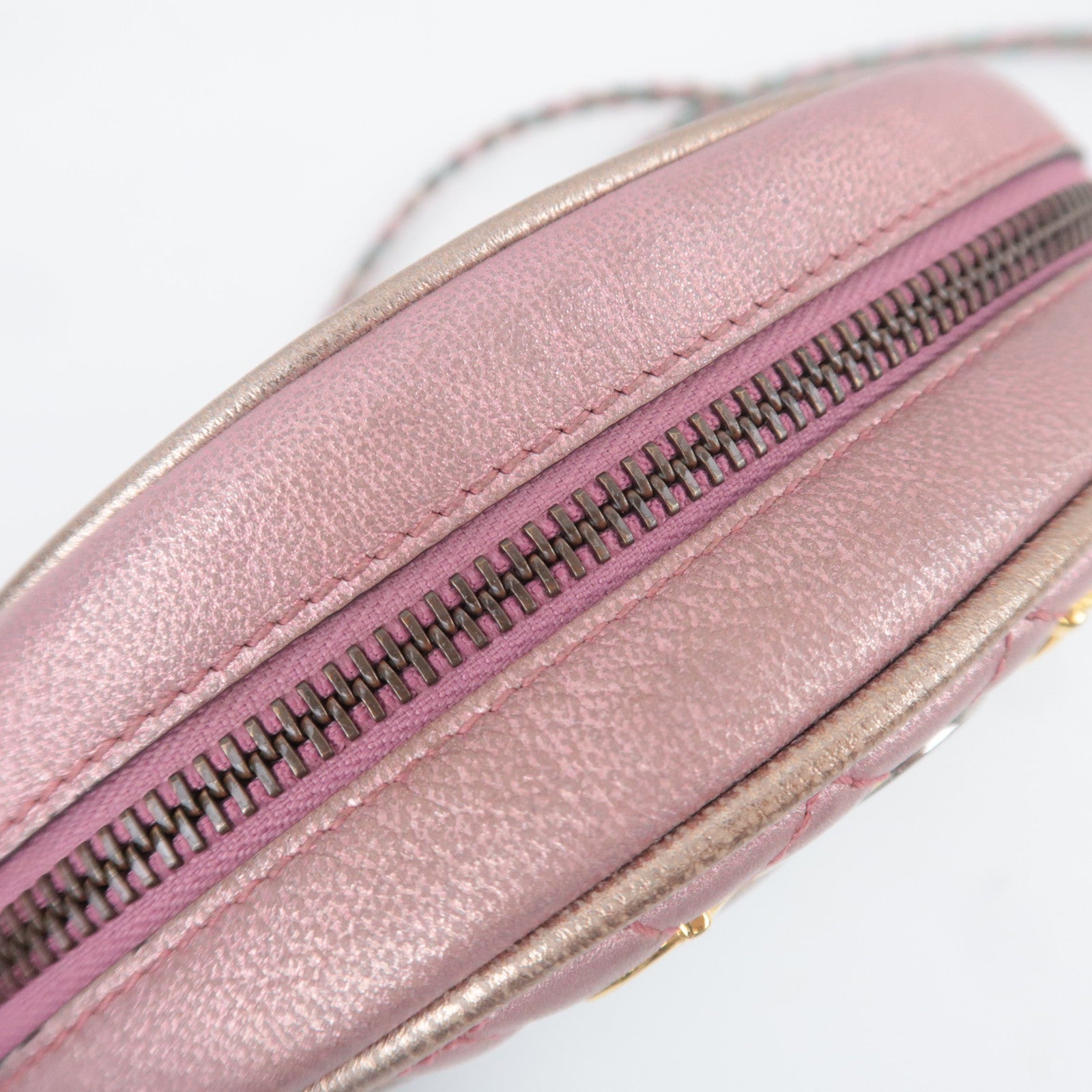 GUCCI Zumi Shoulder Bag Leather Metallic Pink Blue 534951