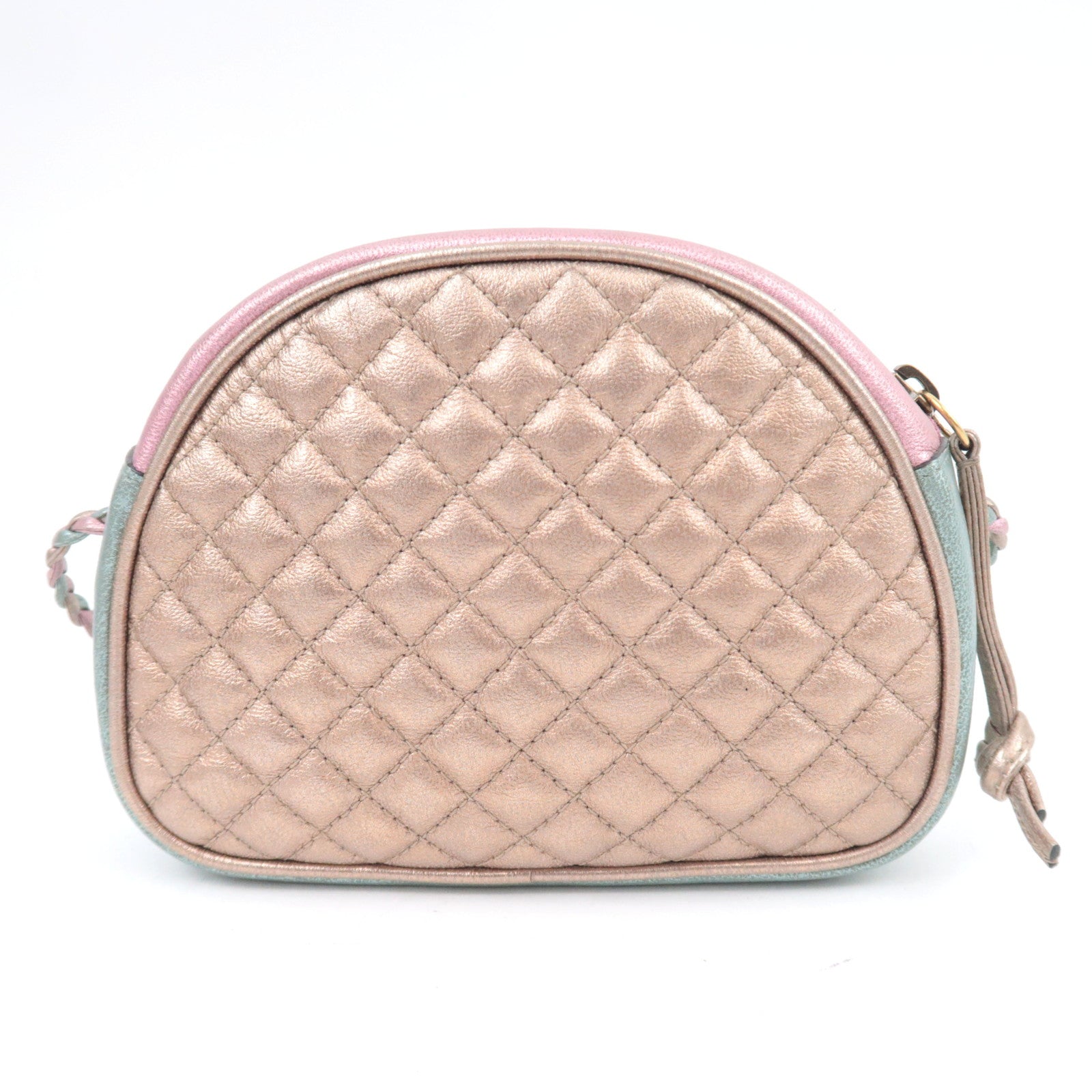 GUCCI Zumi Shoulder Bag Leather Metallic Pink Blue 534951