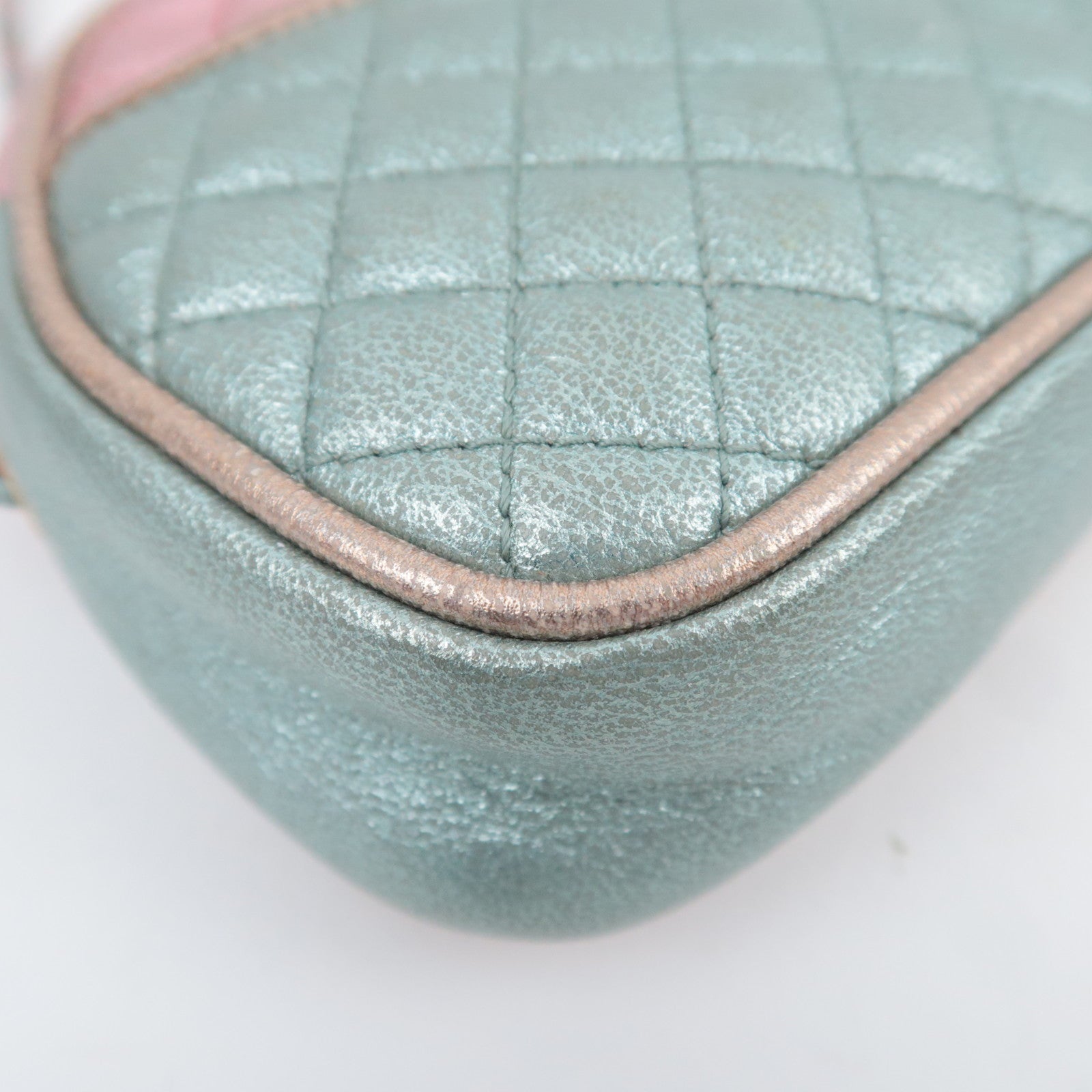 GUCCI Zumi Shoulder Bag Leather Metallic Pink Blue 534951