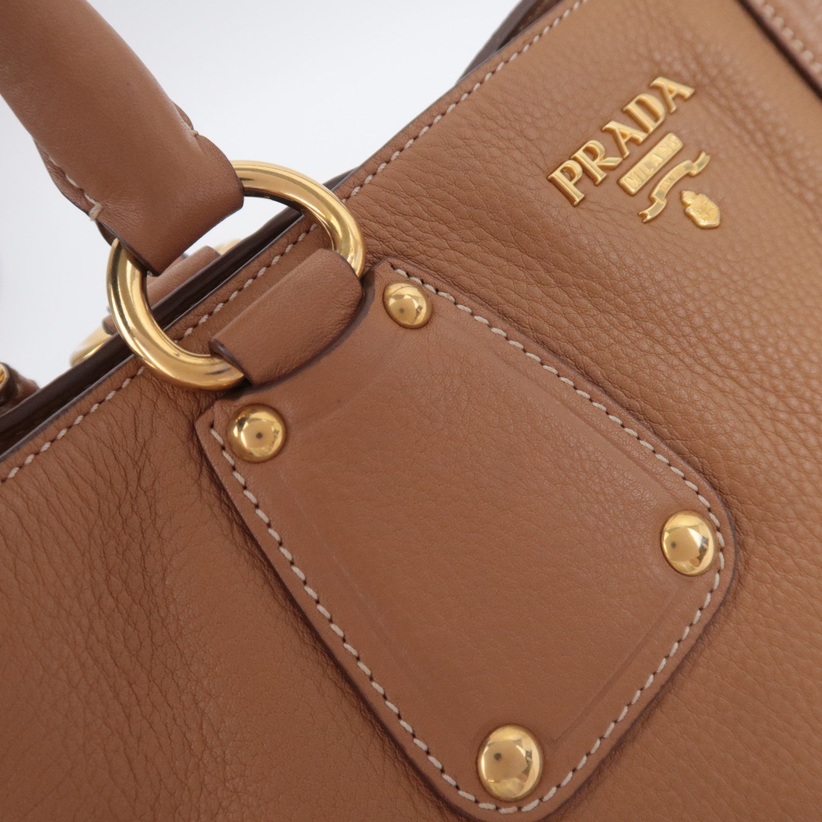 PRADA 2Way Leather Tote Bag Brown