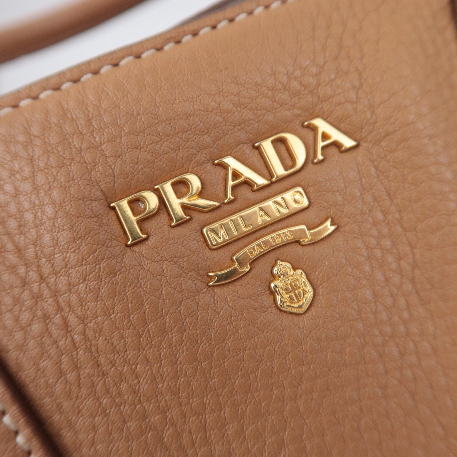 PRADA 2Way Leather Tote Bag Brown