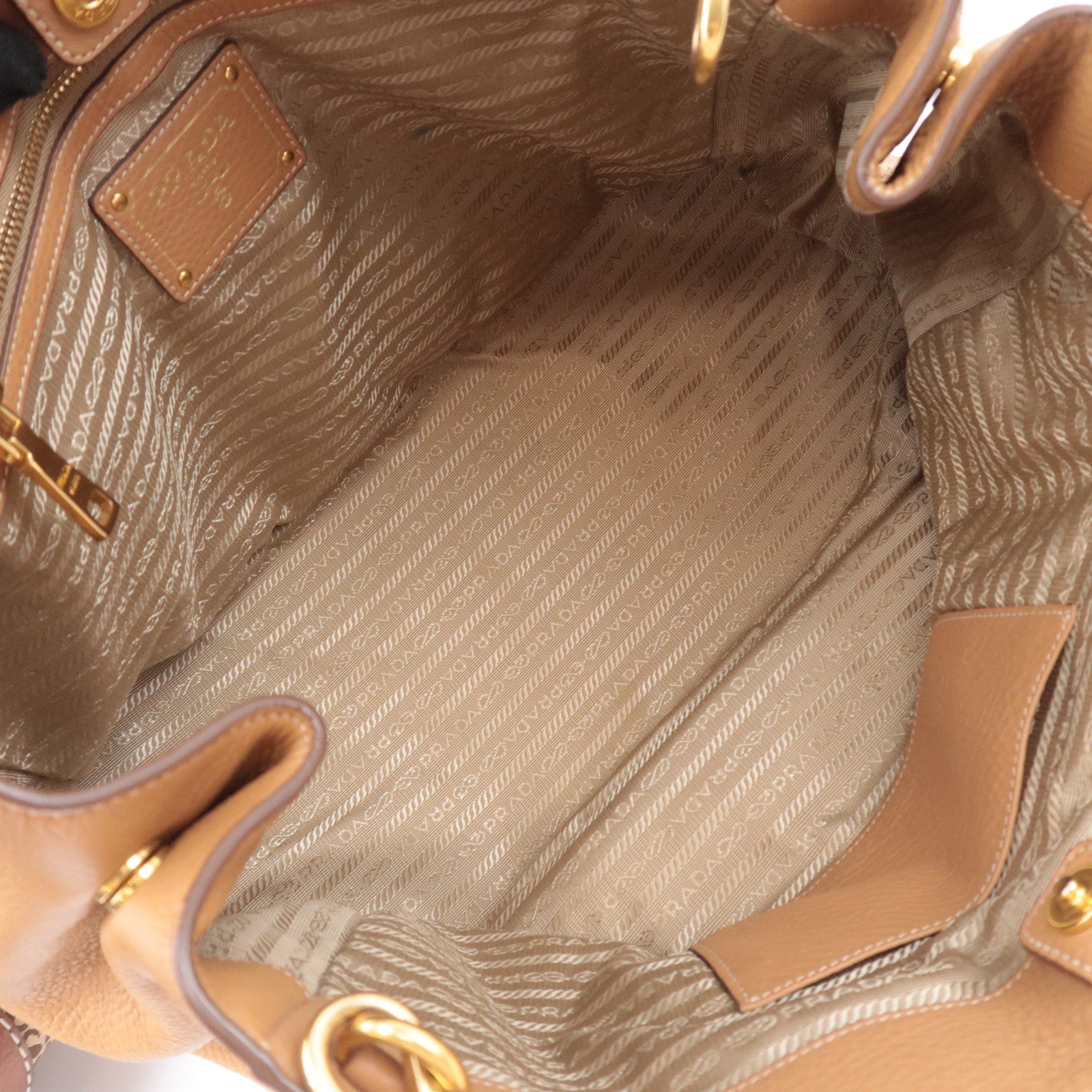 PRADA 2Way Leather Tote Bag Brown