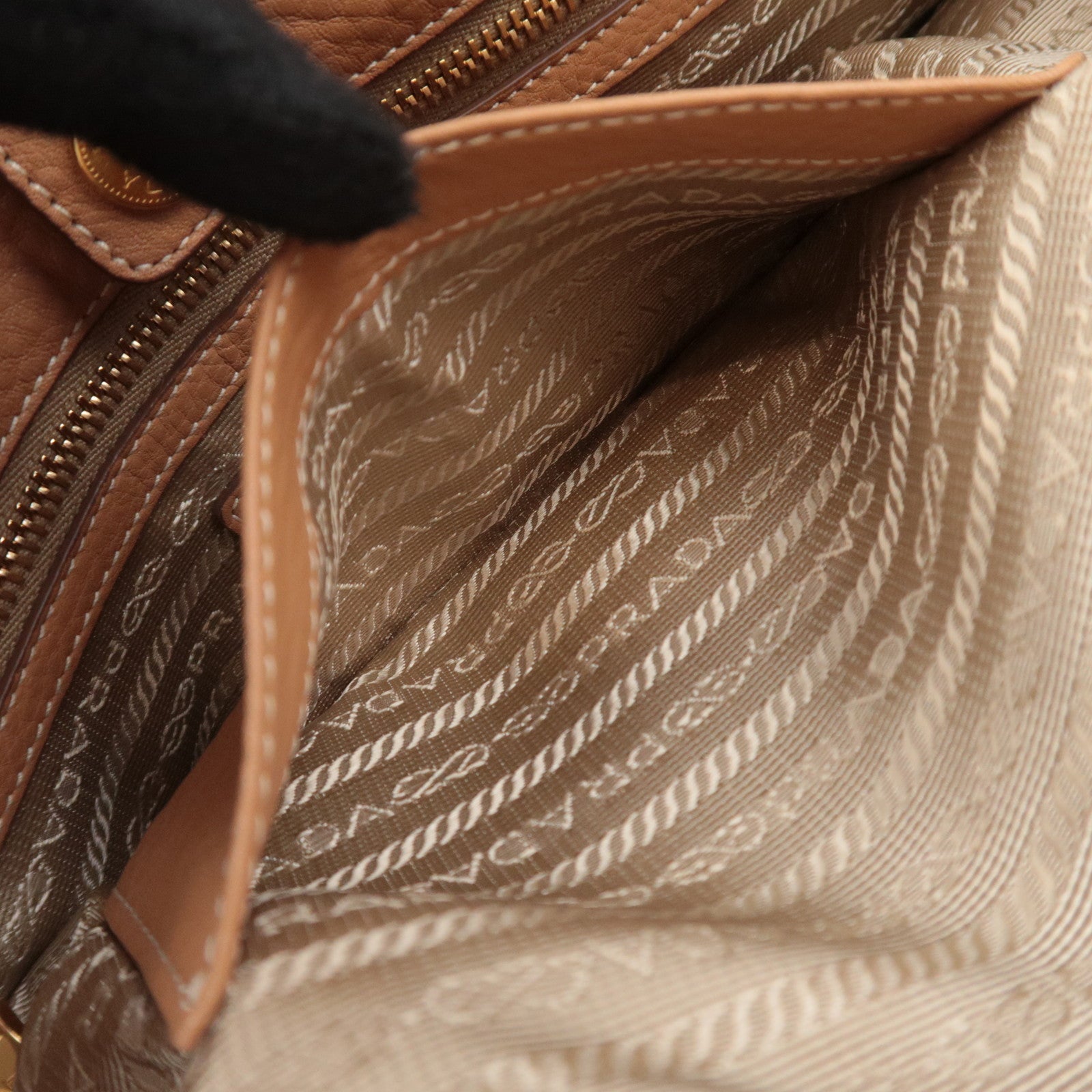 PRADA 2Way Leather Tote Bag Brown