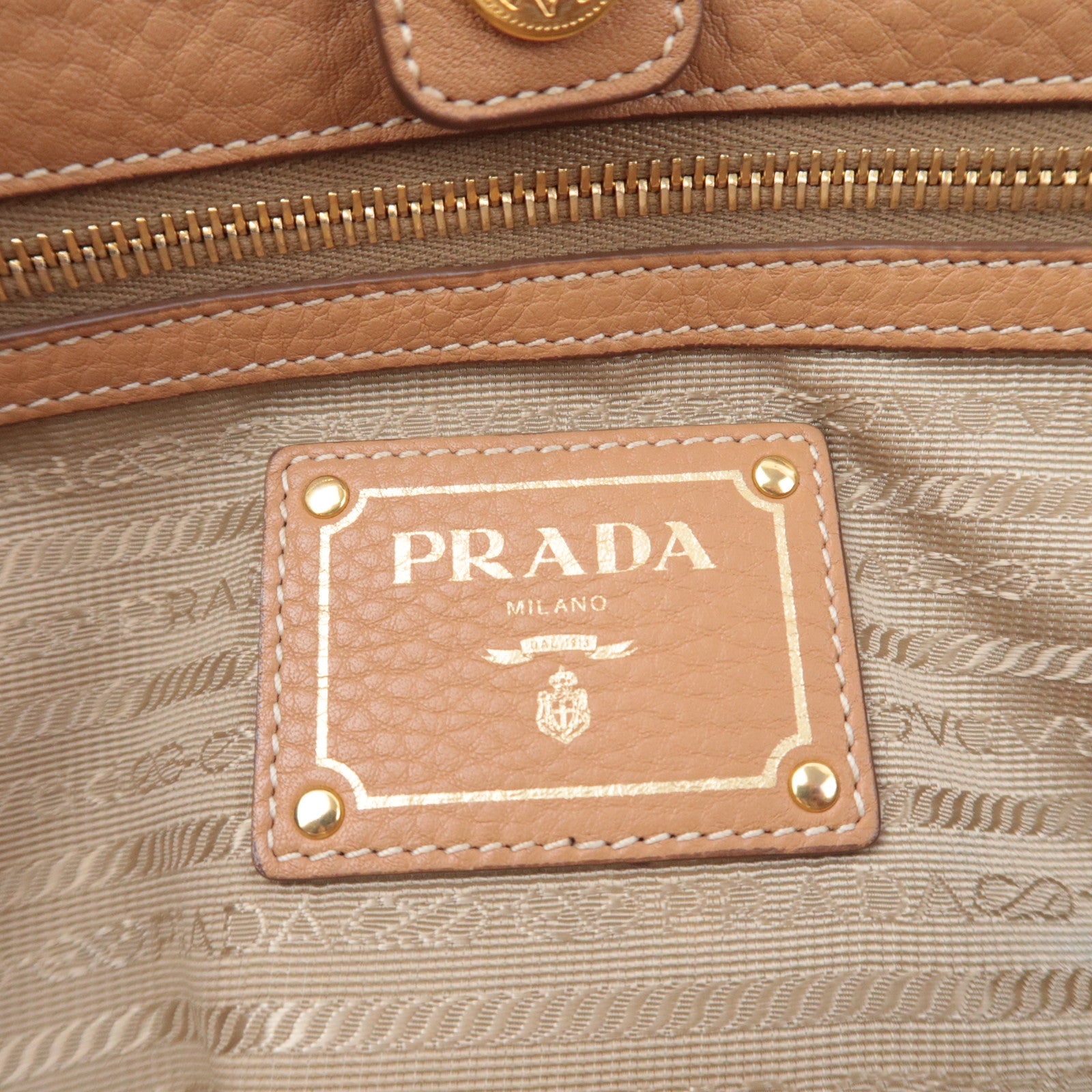 PRADA 2Way Leather Tote Bag Brown