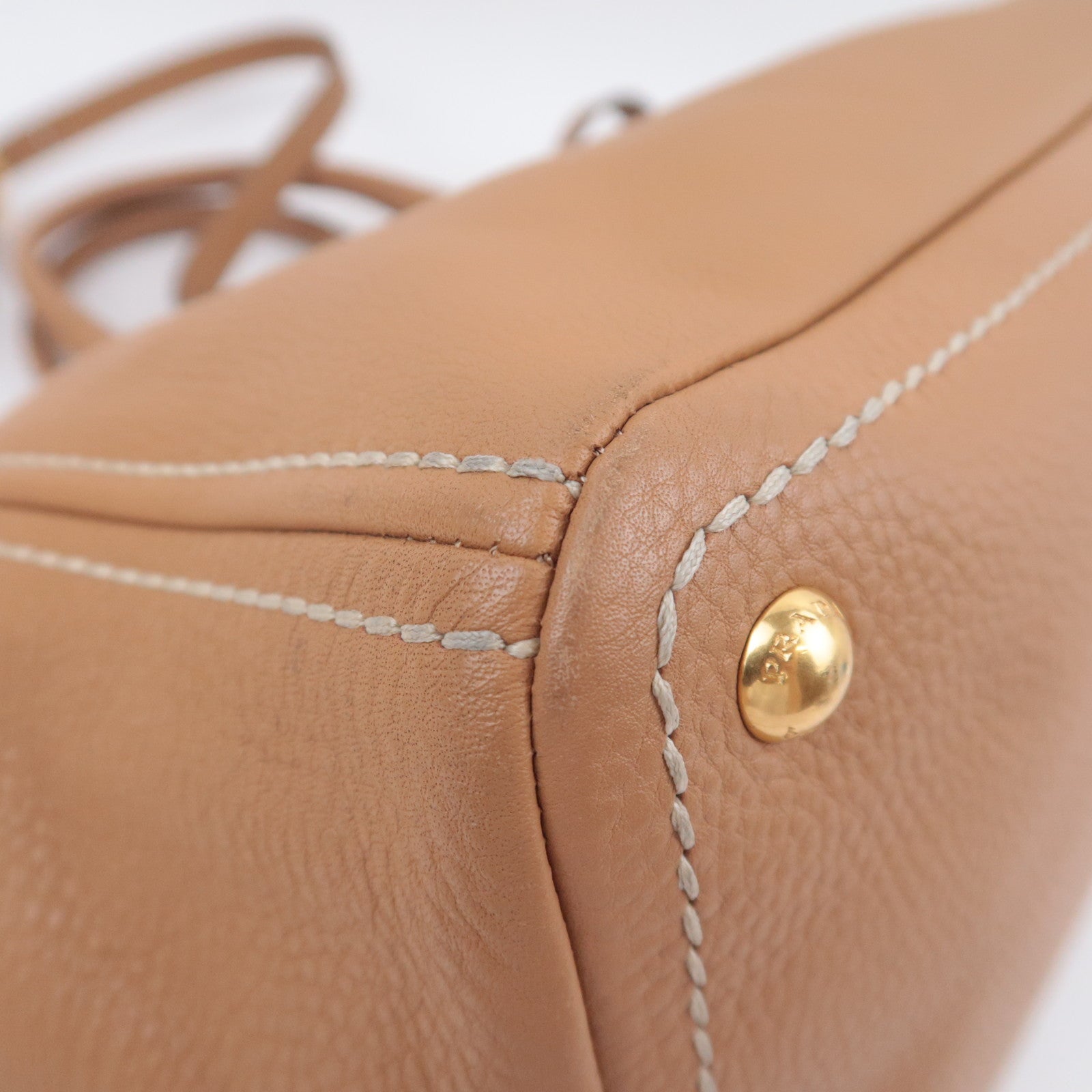 PRADA 2Way Leather Tote Bag Brown