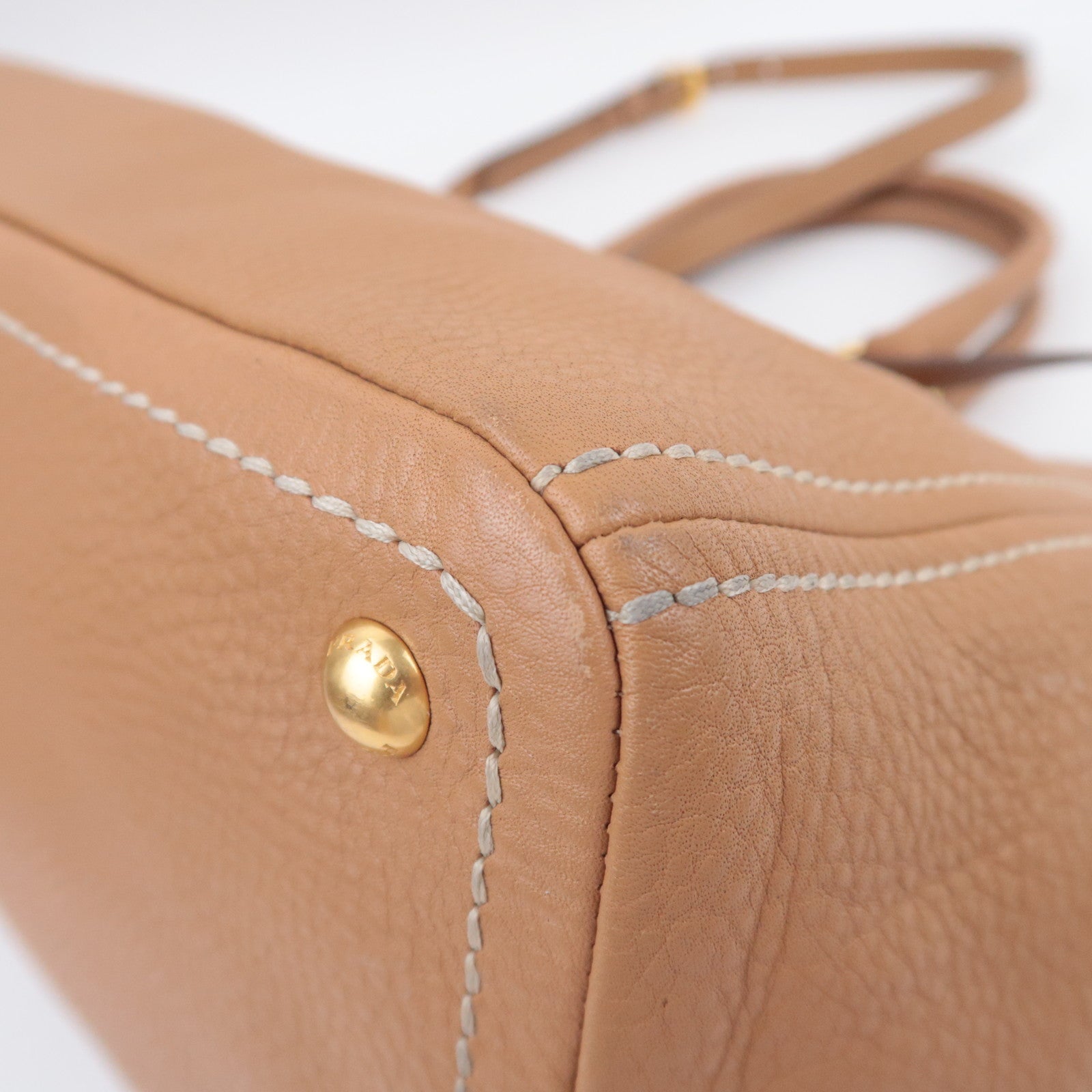 PRADA 2Way Leather Tote Bag Brown