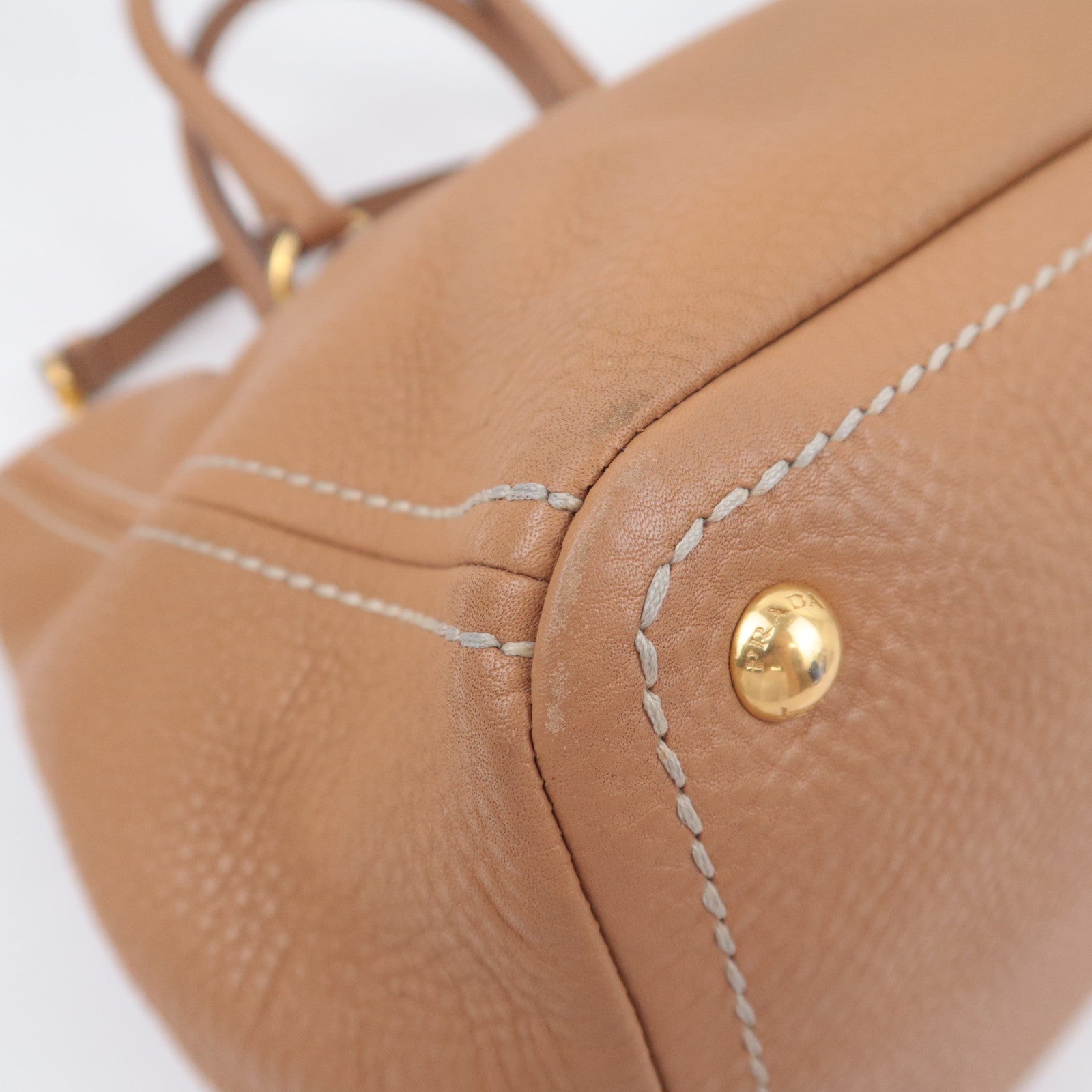 PRADA 2Way Leather Tote Bag Brown