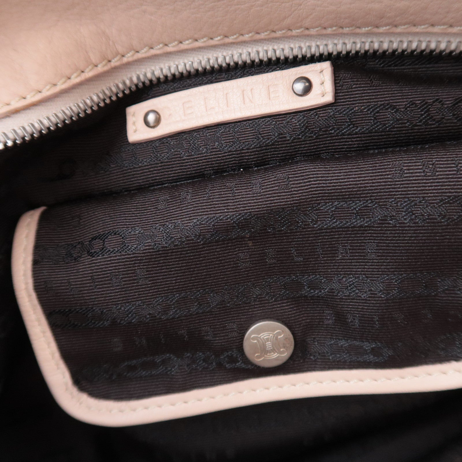 CELINE Bittersweet Leather Shoulder Bag Pink Beige
