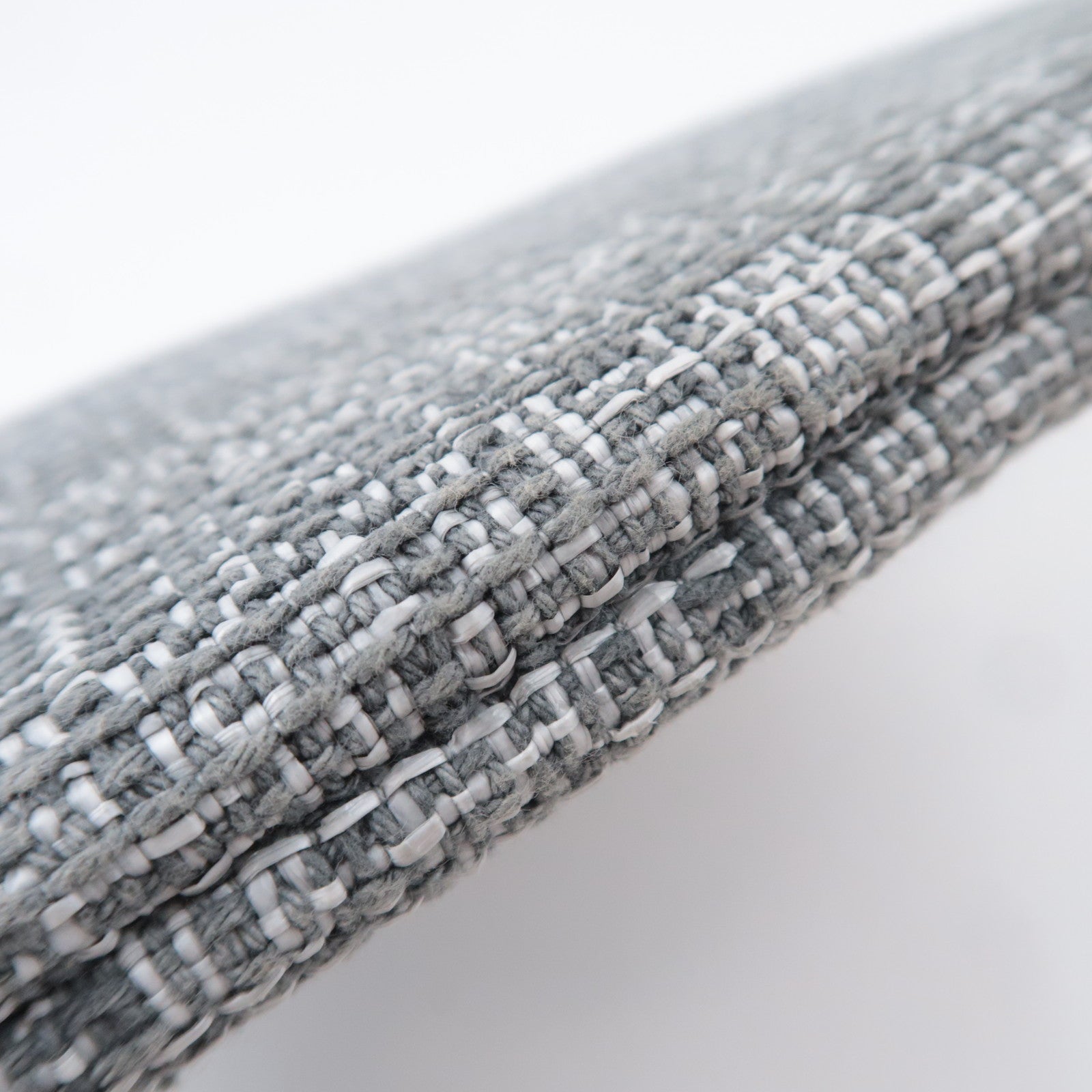 CHANEL Deauville Tweed Clutch Bag Gray