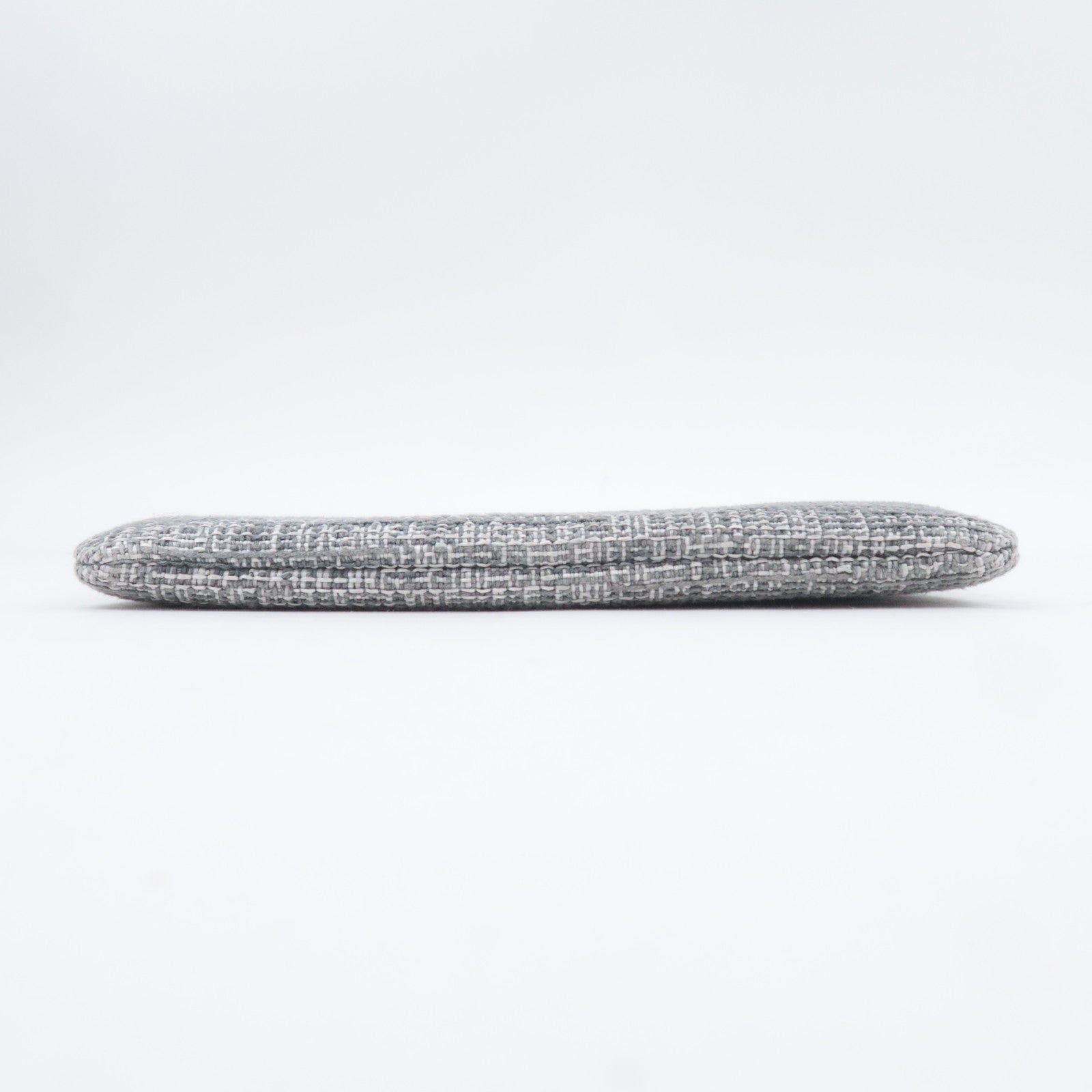 CHANEL Deauville Tweed Clutch Bag Gray