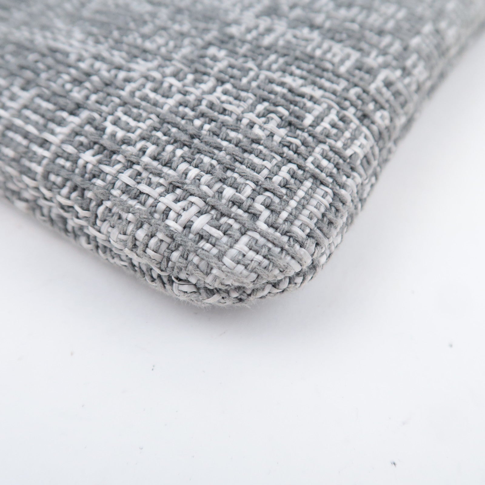 CHANEL Deauville Tweed Clutch Bag Gray