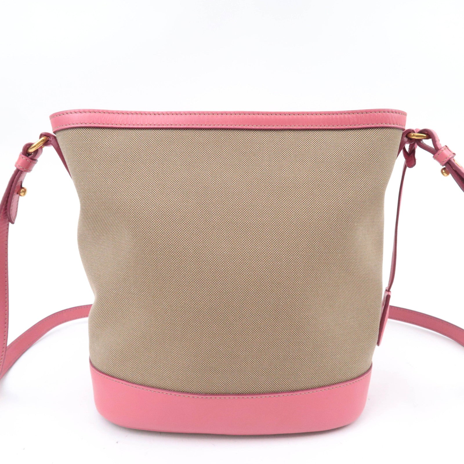 PRADA Logo Jacquard Shoulder Bag Beige Pink 1BE021
