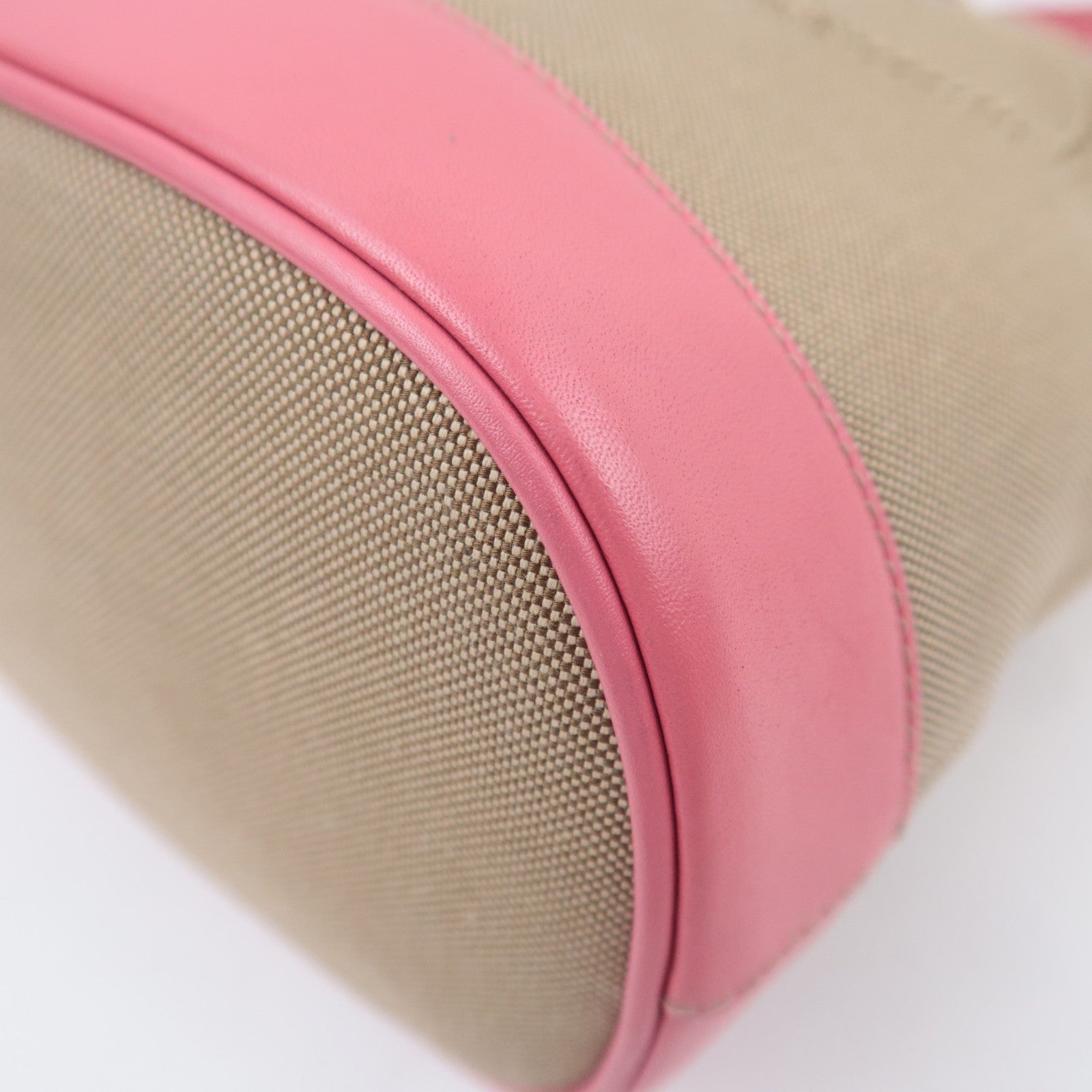 PRADA Logo Jacquard Shoulder Bag Beige Pink 1BE021