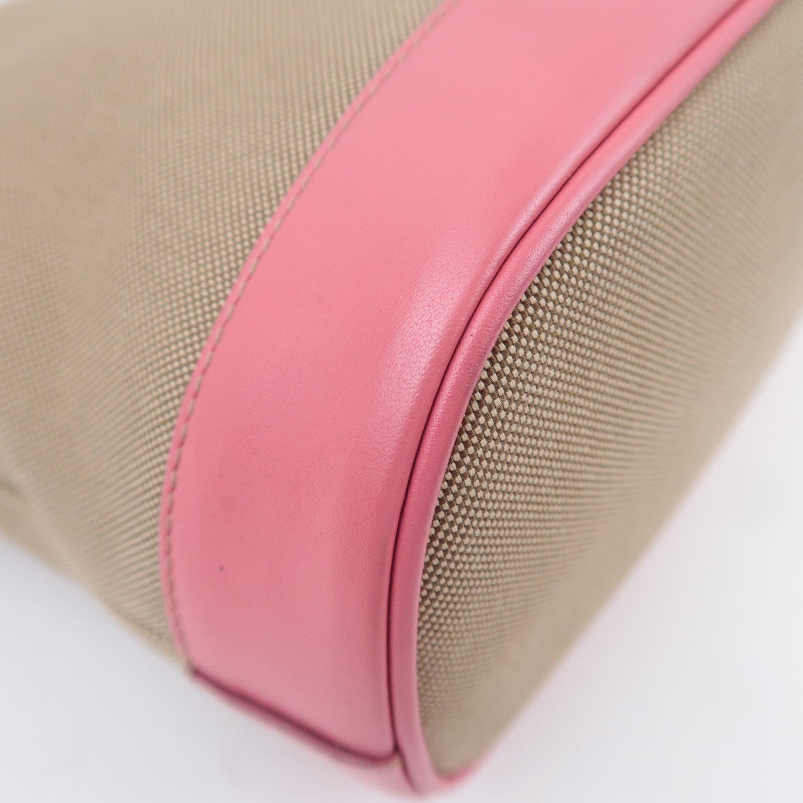 PRADA Logo Jacquard Shoulder Bag Beige Pink 1BE021