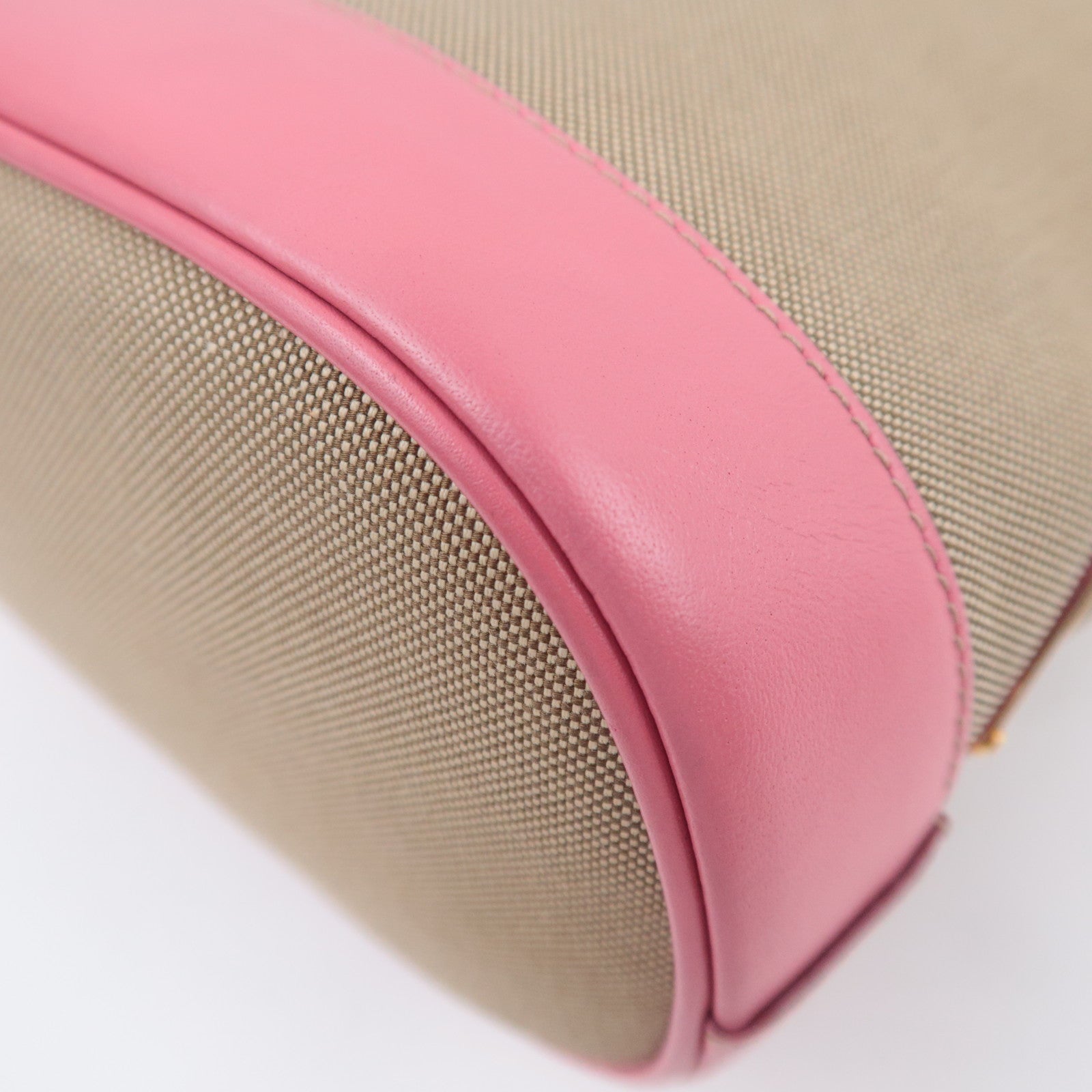PRADA Logo Jacquard Shoulder Bag Beige Pink 1BE021