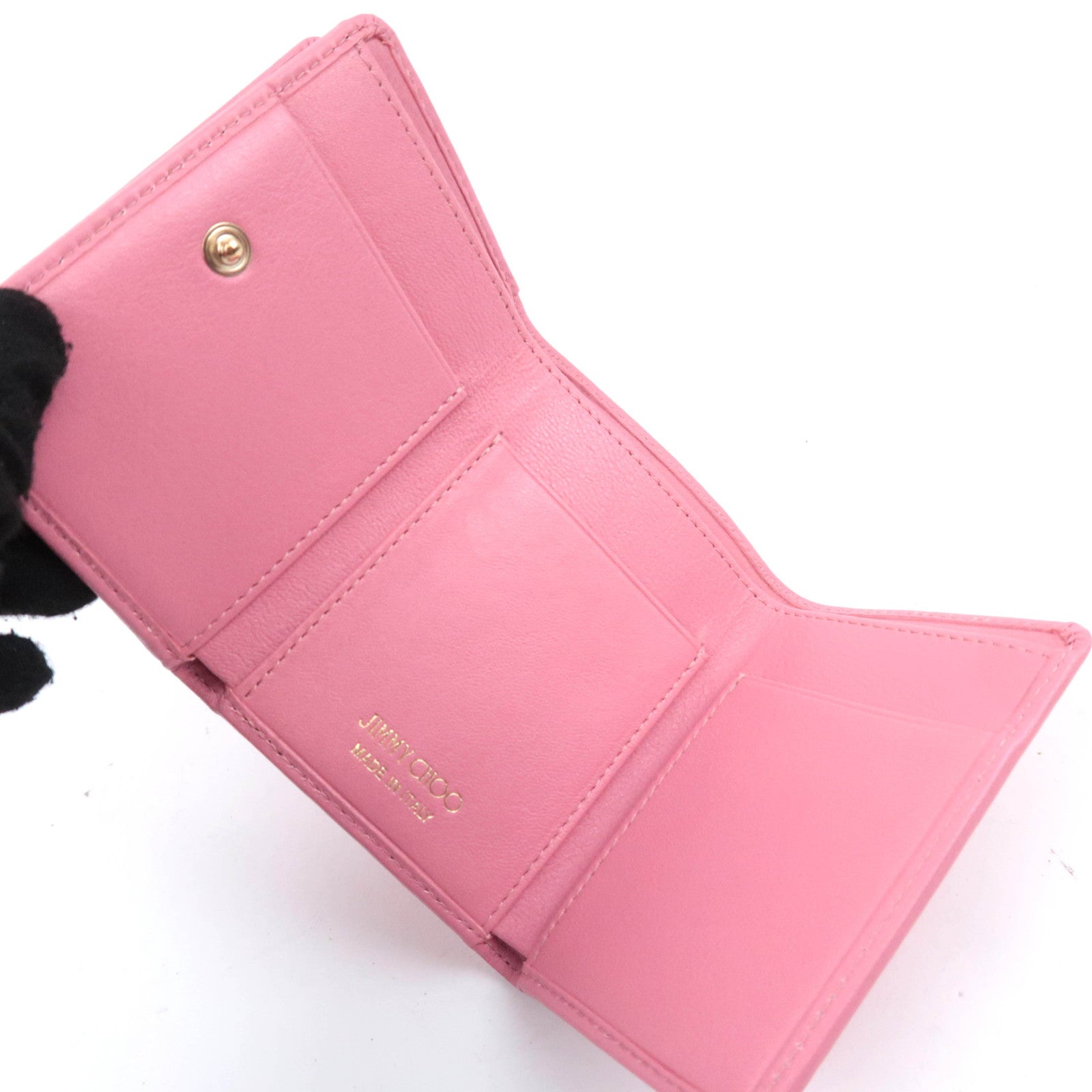 JIMMY CHOO Star Studs Leather Wallet Pink