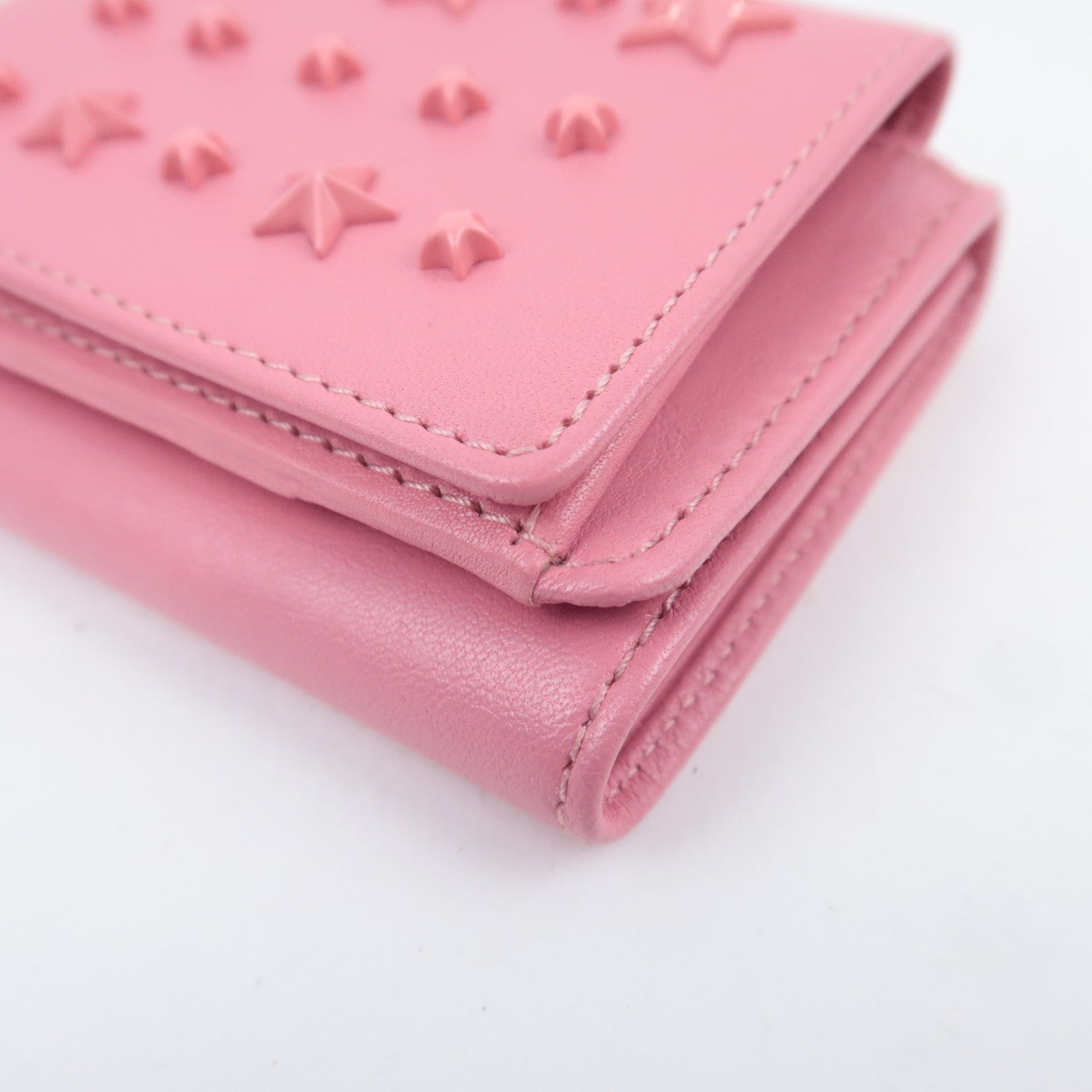 JIMMY CHOO Star Studs Leather Wallet Pink