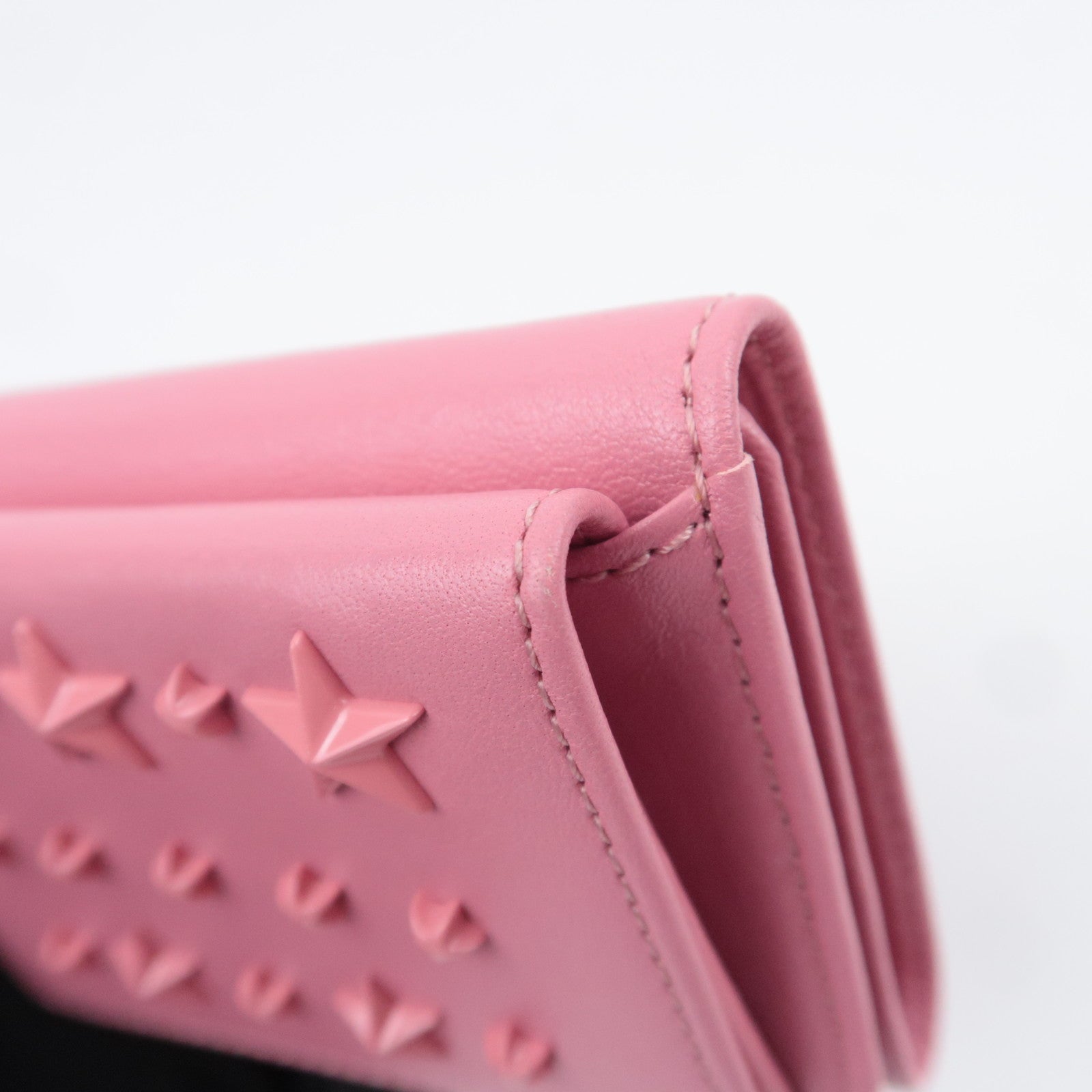 JIMMY CHOO Star Studs Leather Wallet Pink