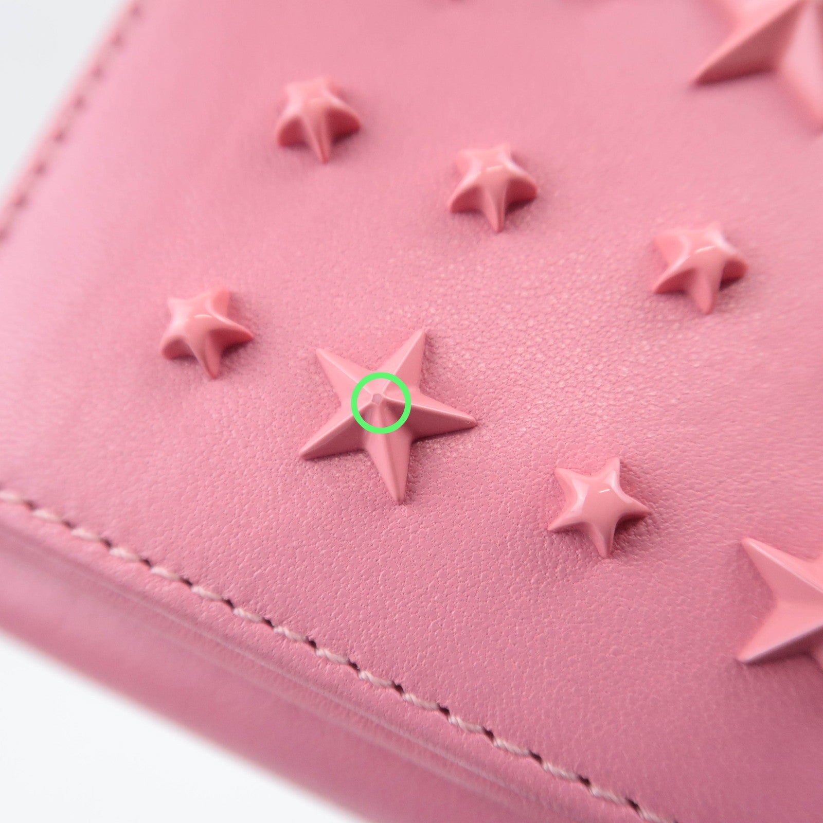 JIMMY CHOO Star Studs Leather Wallet Pink