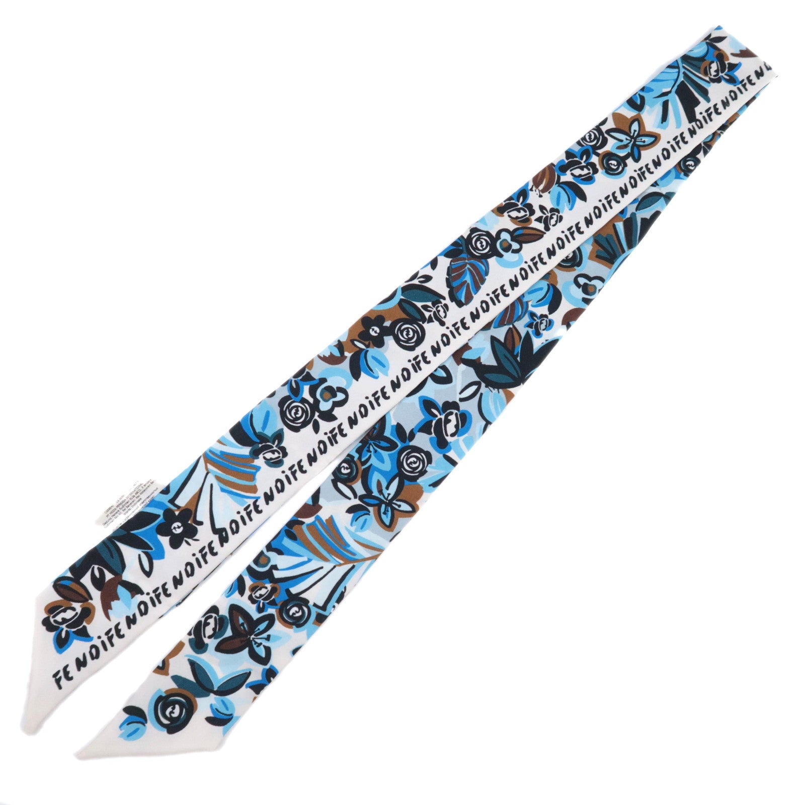 FENDI Wrappy Scarf Flower Print 100% Silk Blue91841