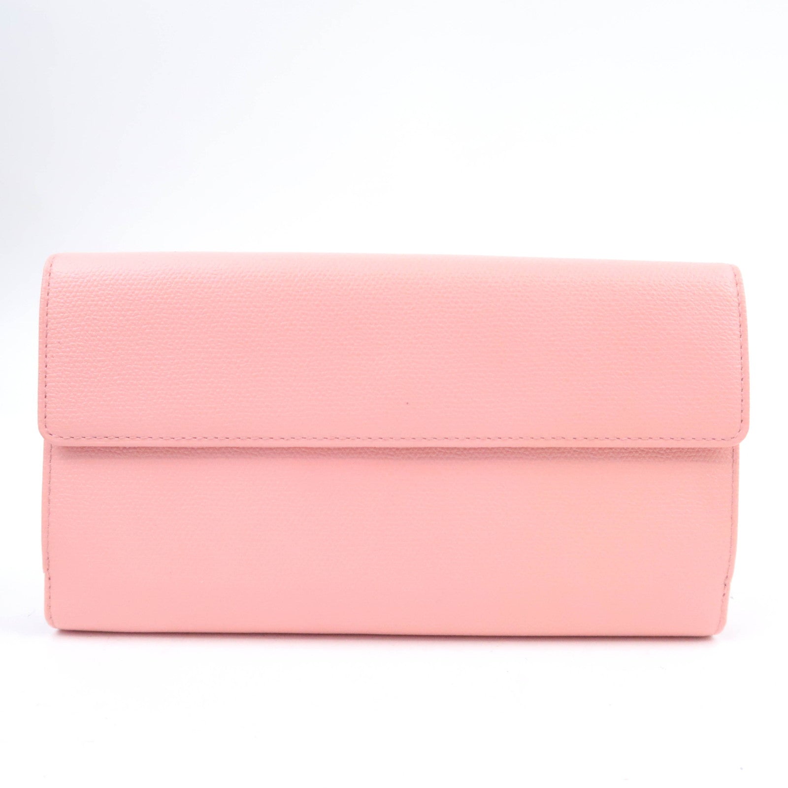 CHANEL Coco Button Leather Long Wallet Pink