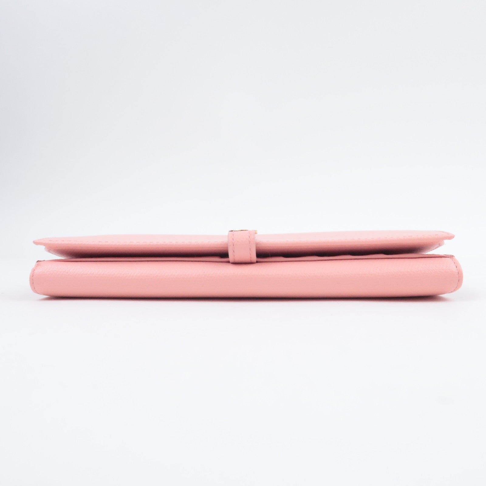 CHANEL Coco Button Leather Long Wallet Pink