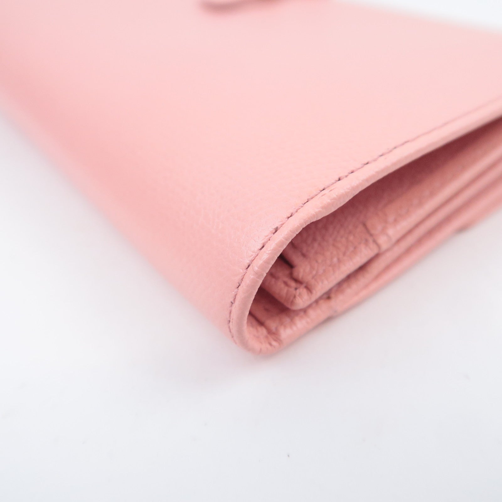 CHANEL Coco Button Leather Long Wallet Pink