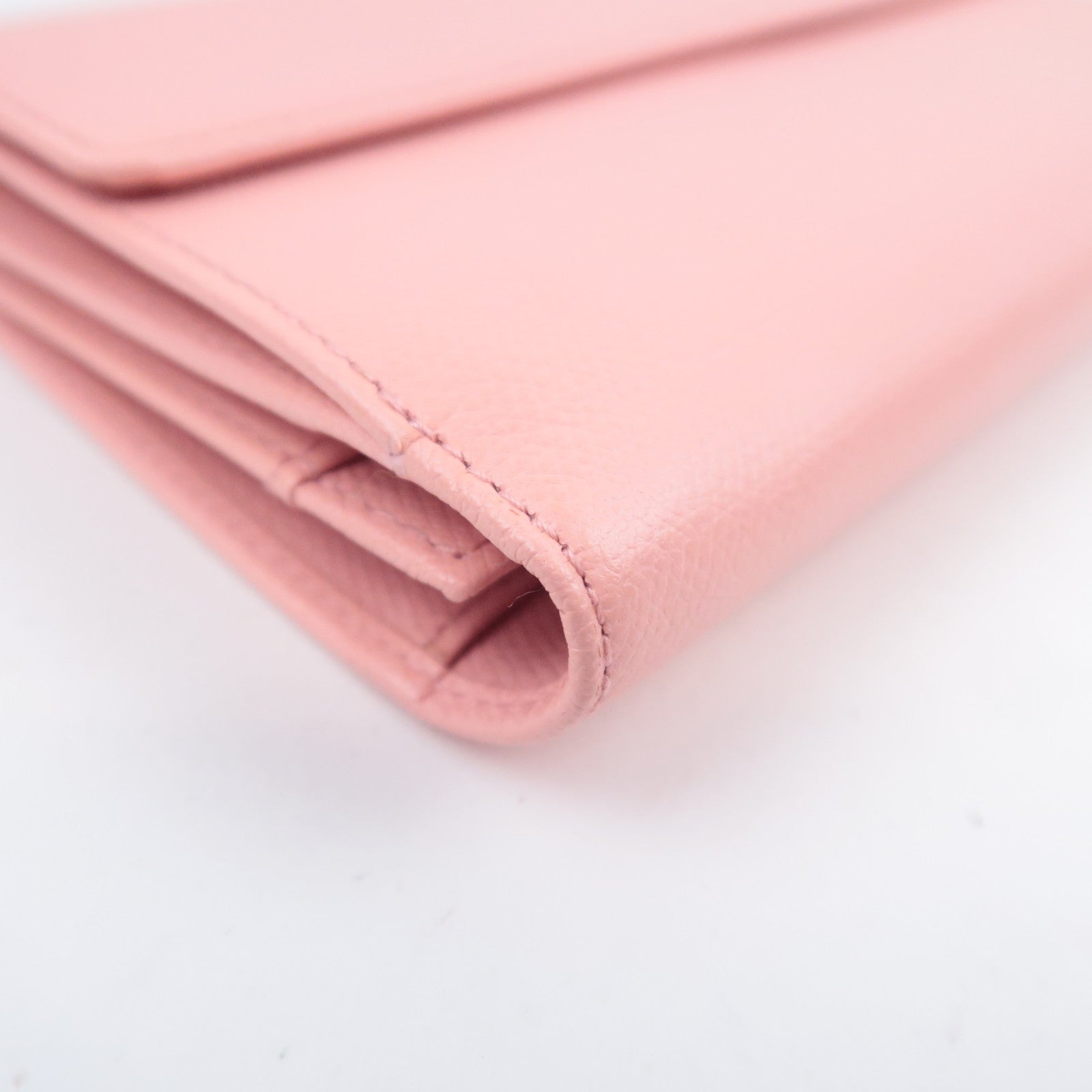 CHANEL Coco Button Leather Long Wallet Pink