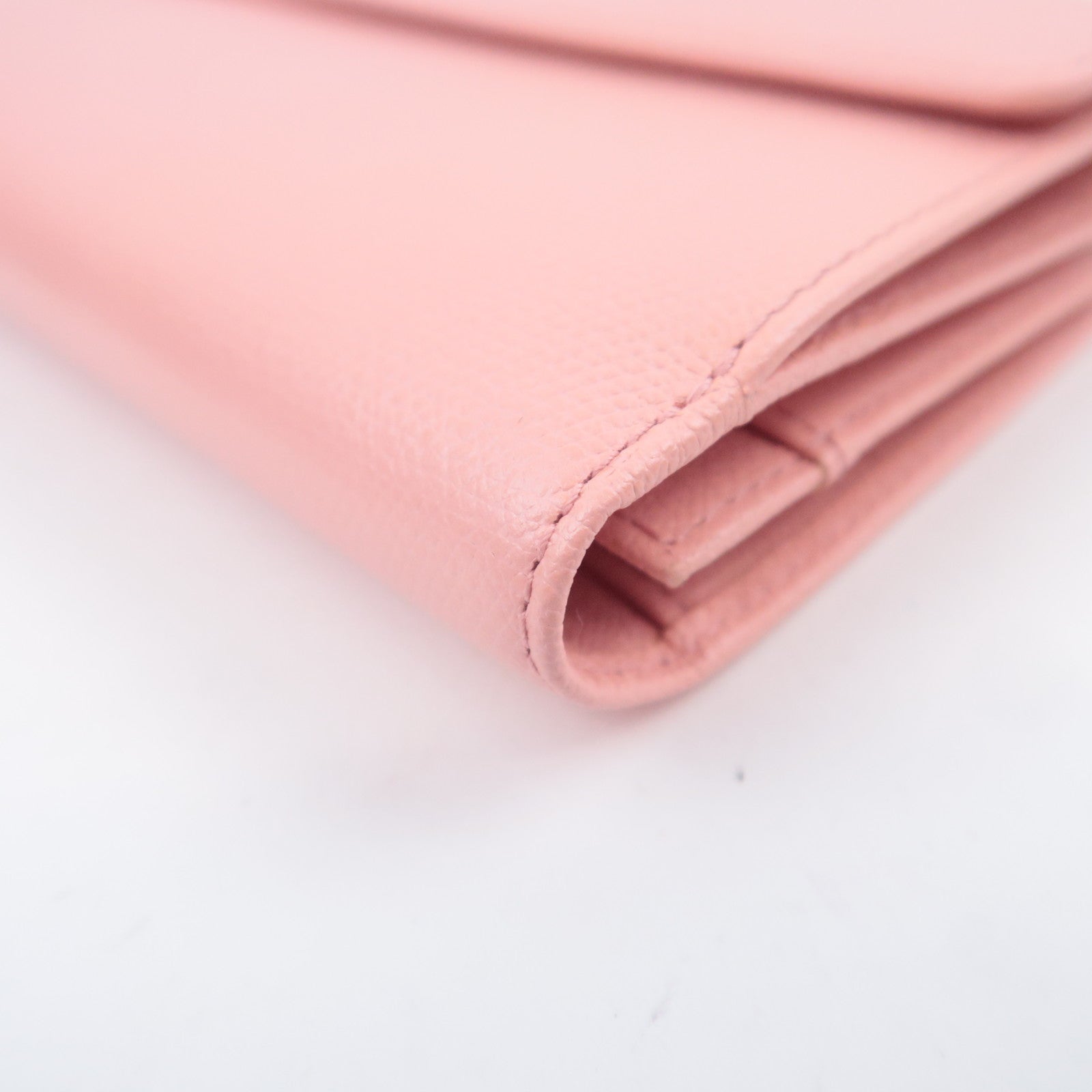 CHANEL Coco Button Leather Long Wallet Pink