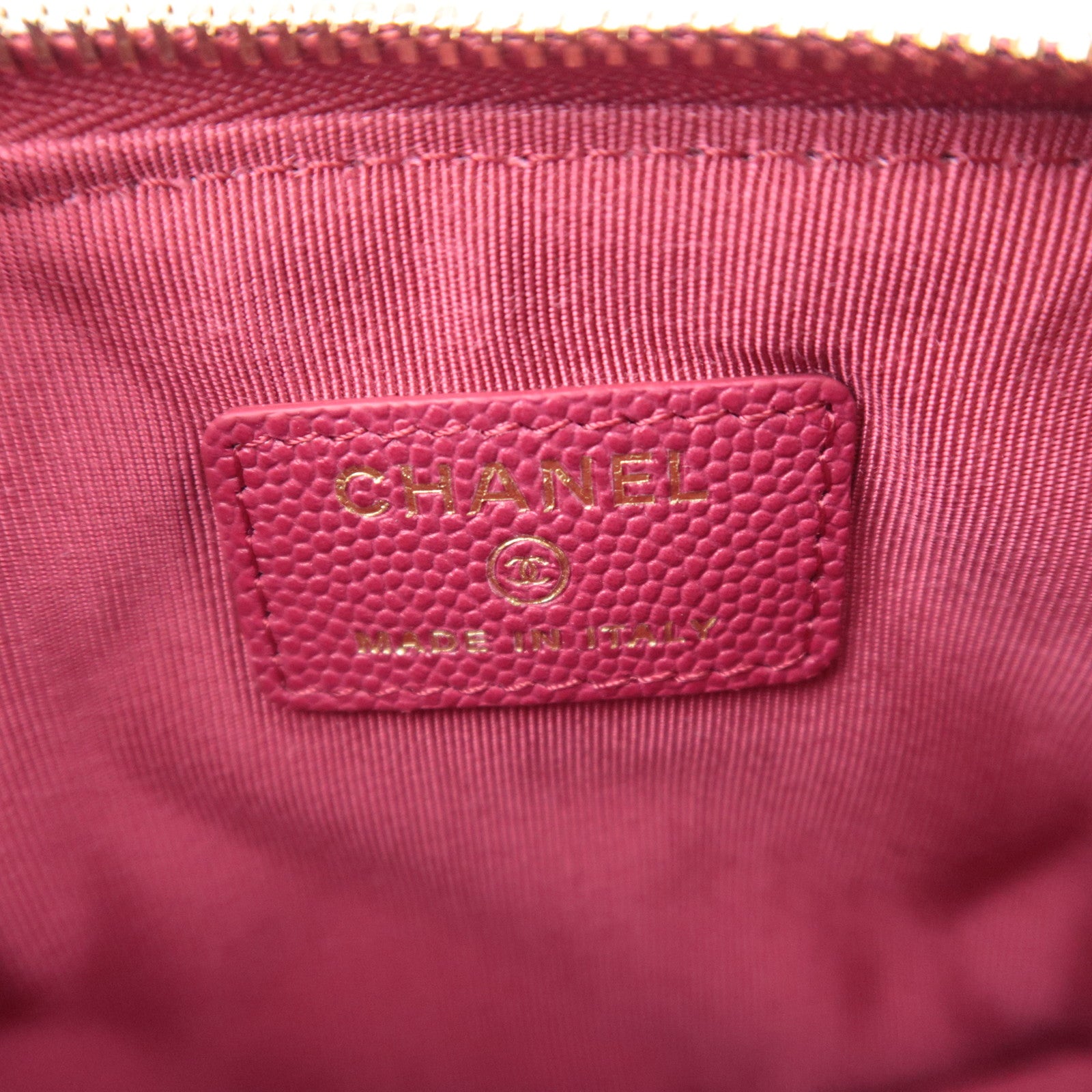CHANEL Coco Mark Matelasse Classic Mini Pouch Caviarskin Pink A82365