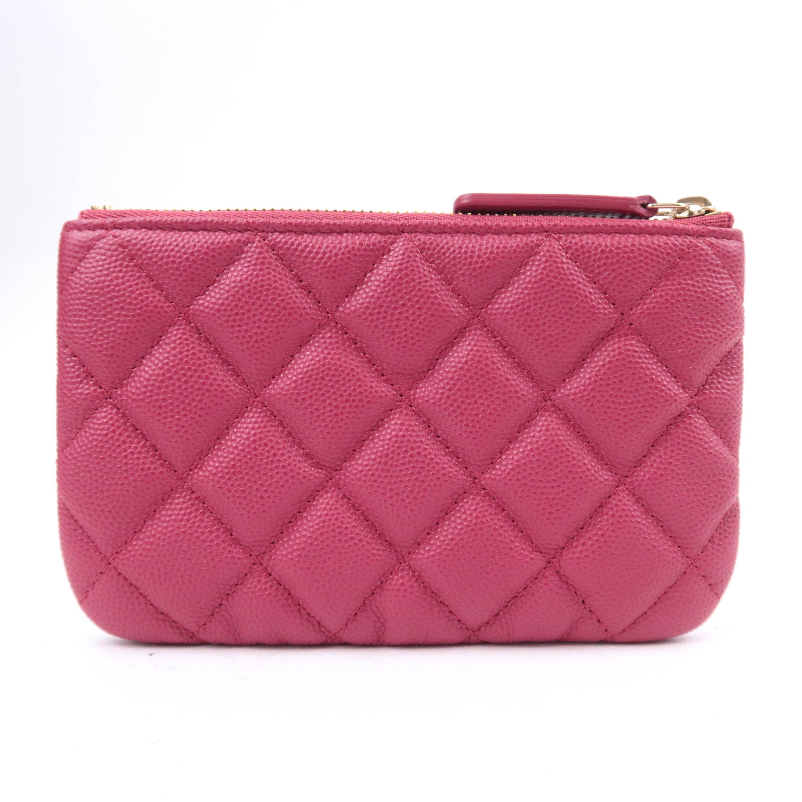 CHANEL Coco Mark Matelasse Classic Mini Pouch Caviarskin Pink A82365