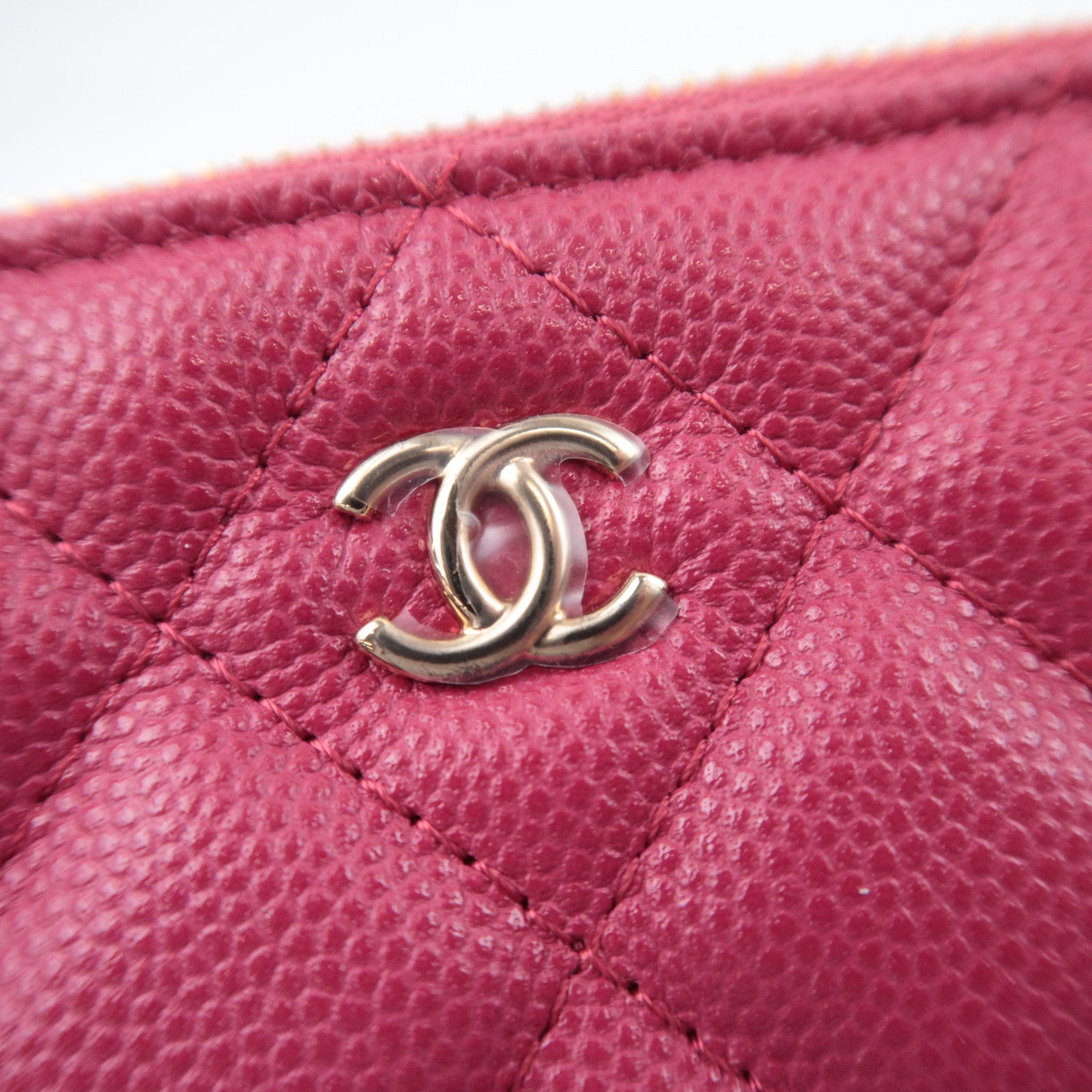 CHANEL Coco Mark Matelasse Classic Mini Pouch Caviarskin Pink A82365