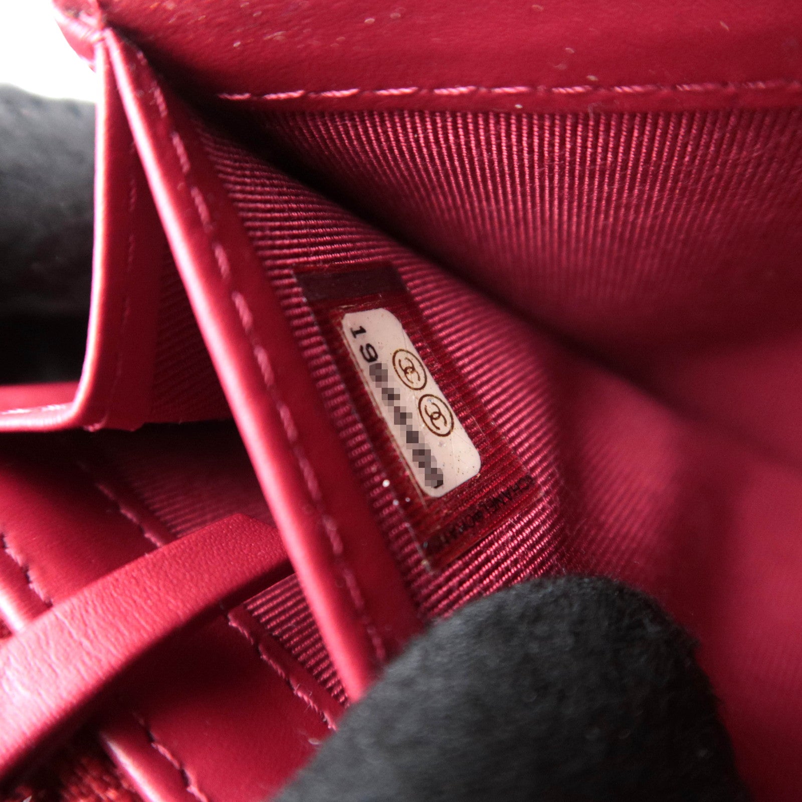 CHANEL Coco Mark Matelasse Patent Long Wallet Red