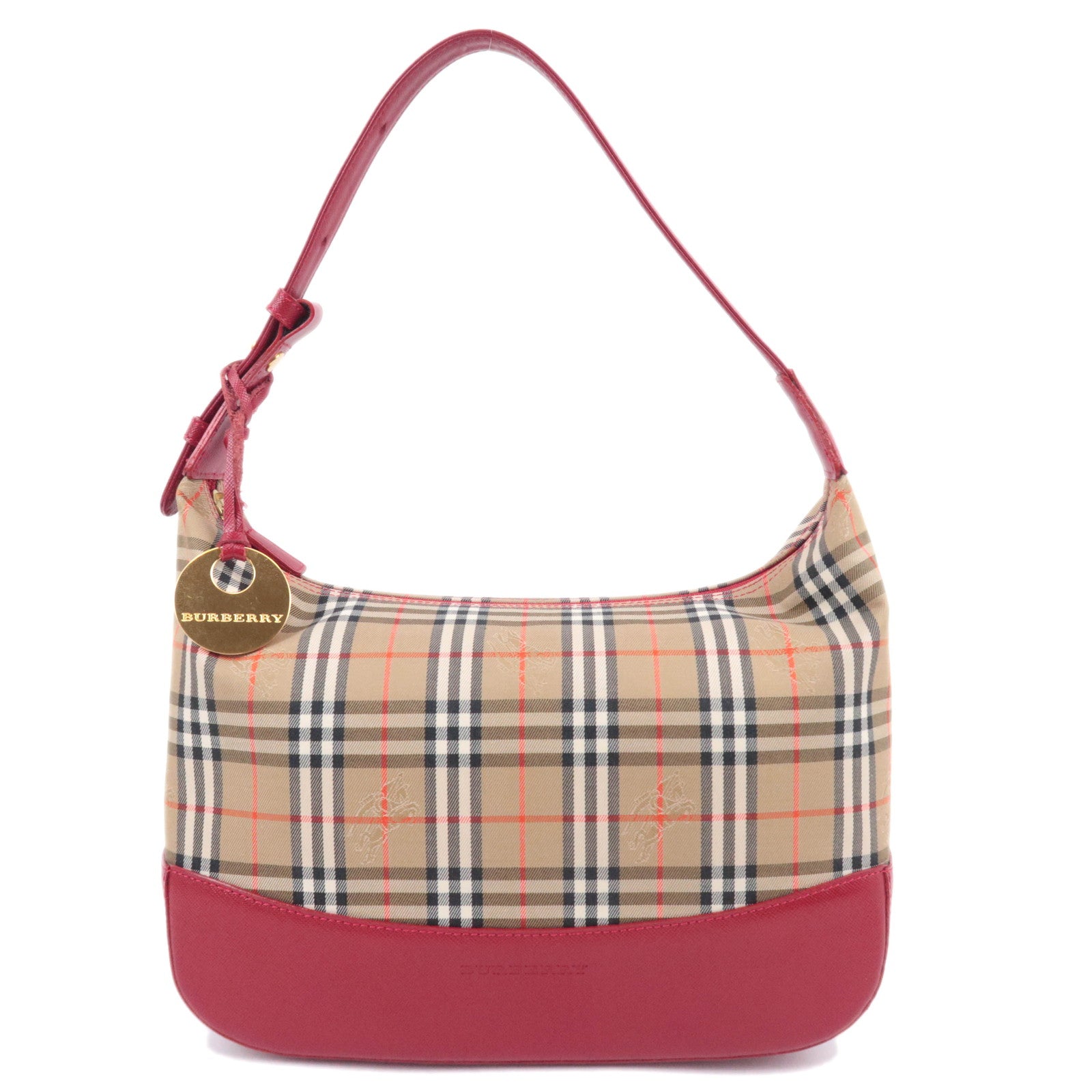 BURBERRY Nova Plaid Shoulder Bag Canvas Leather Beige91871