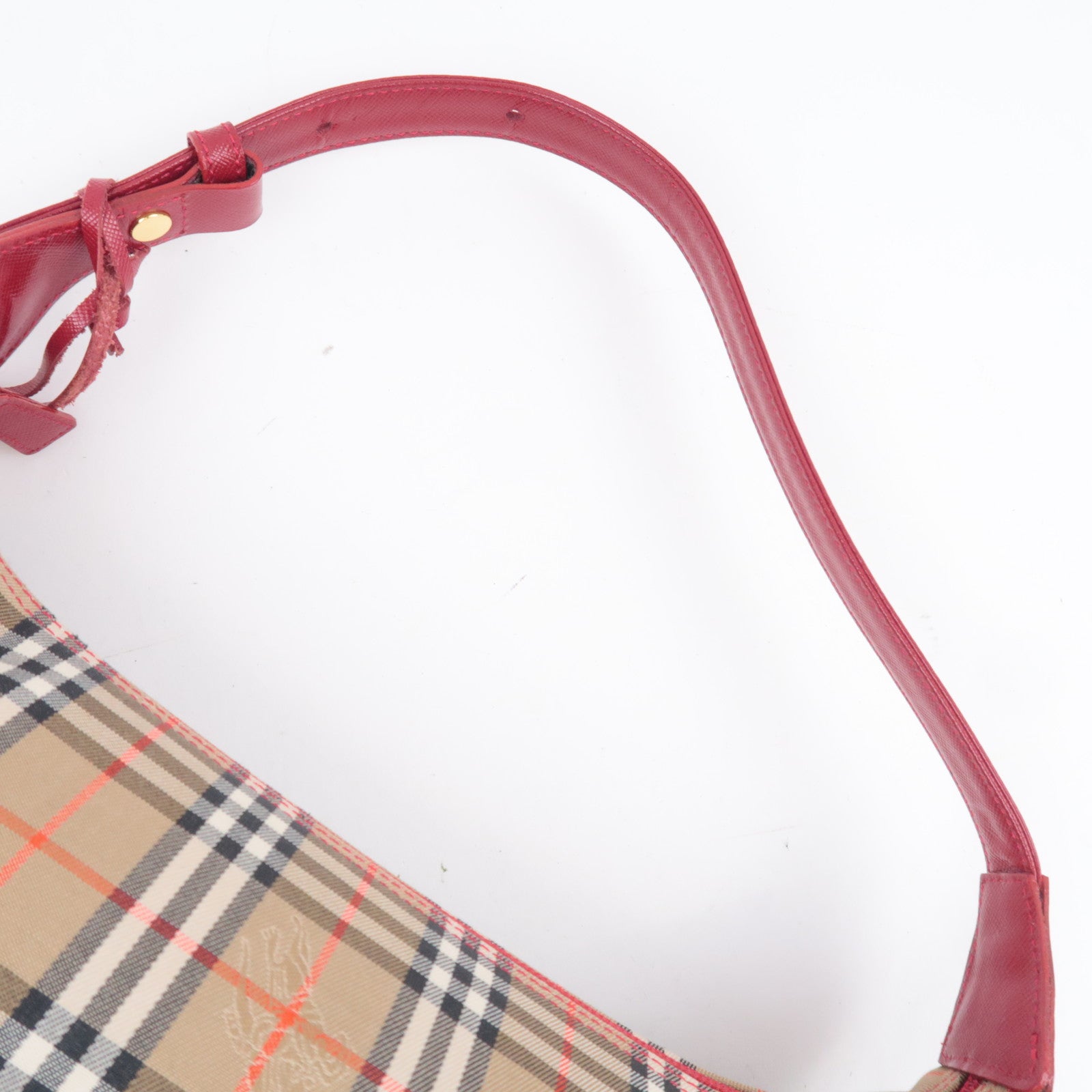 BURBERRY Nova Plaid Shoulder Bag Canvas Leather Beige
