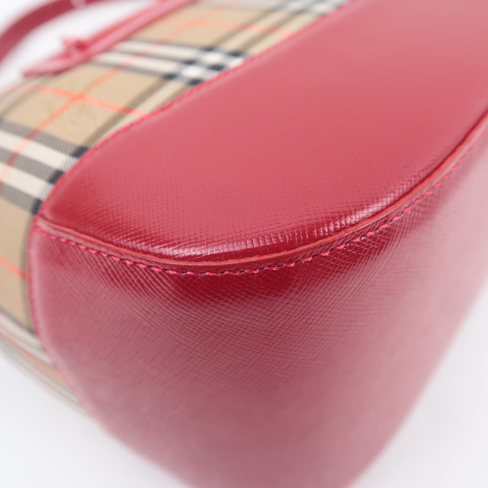 BURBERRY Nova Plaid Shoulder Bag Canvas Leather Beige