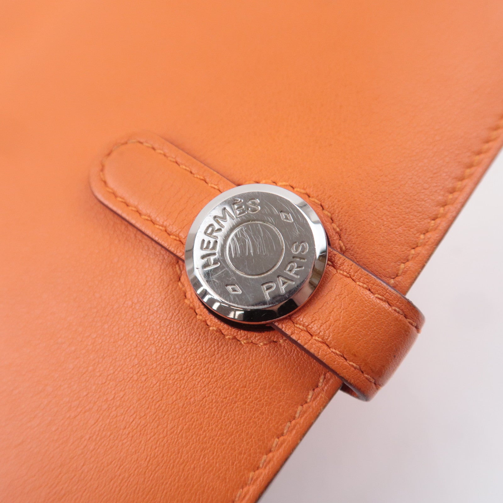HERMES Dogon GM Wallet X Stamp (2016) Veau Swift Orange