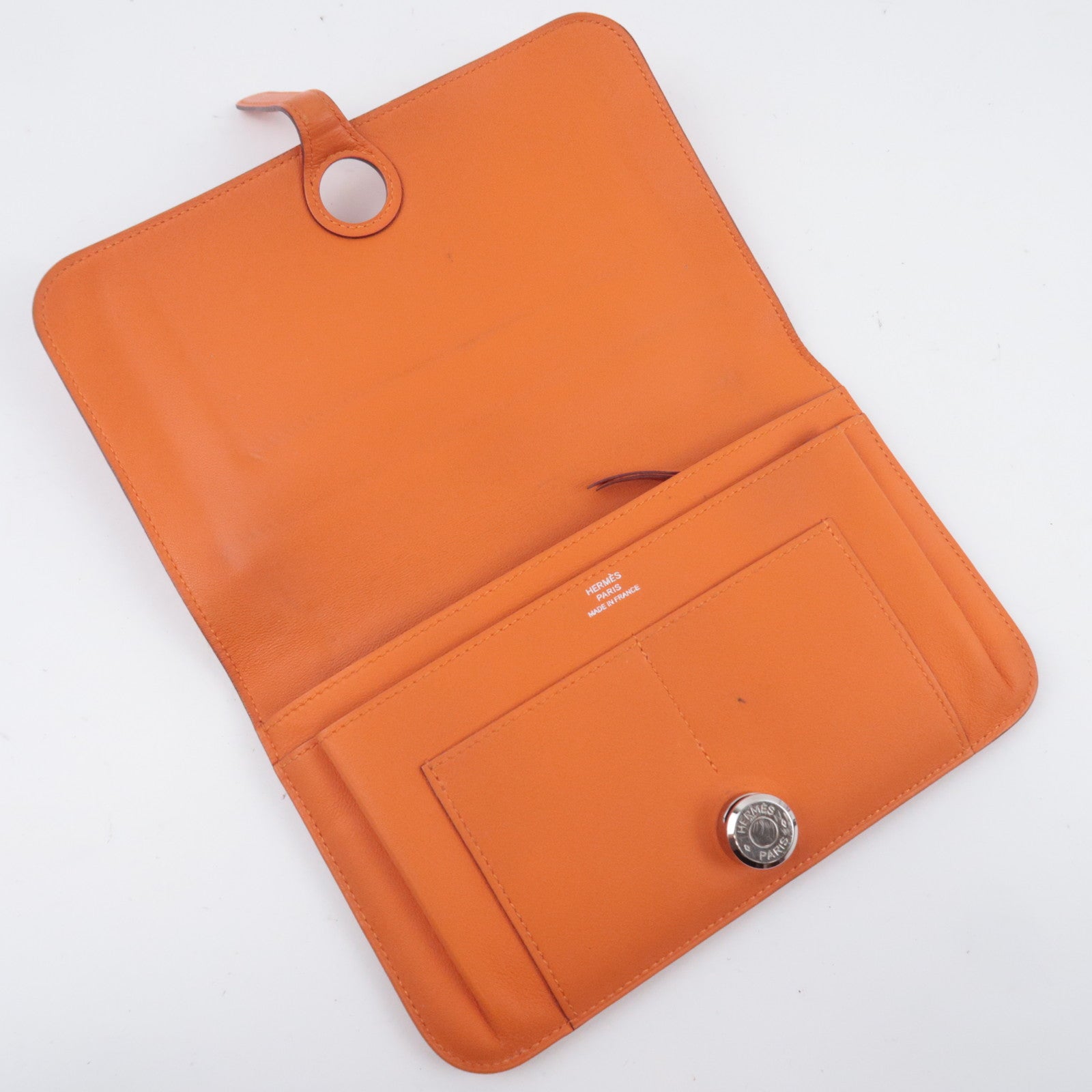 HERMES Dogon GM Wallet X Stamp (2016) Veau Swift Orange