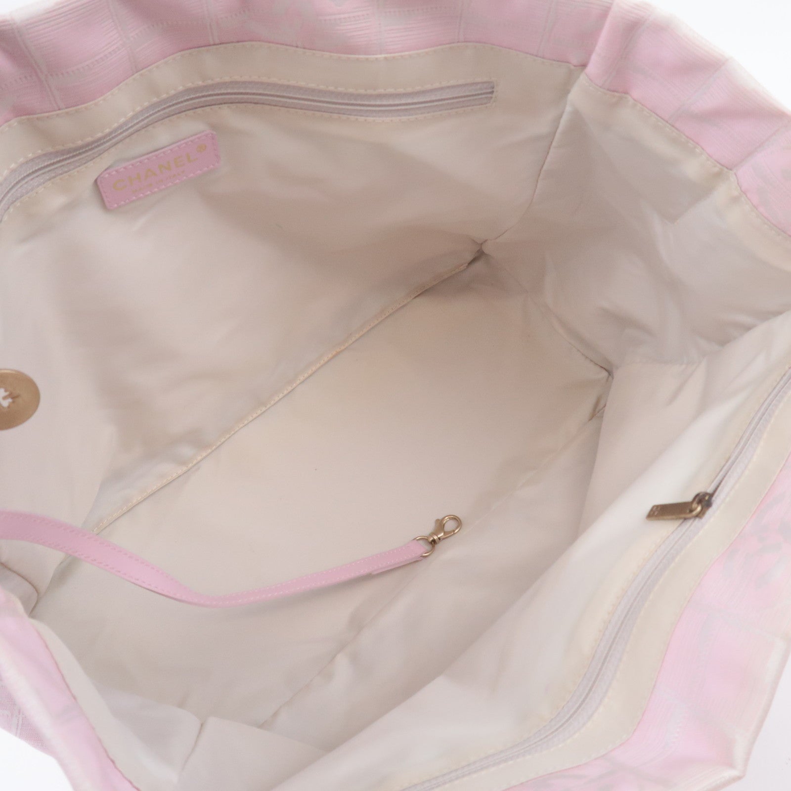 CHANEL Travel Line MM Nylon Jacquard Tote Bag Pink A15991