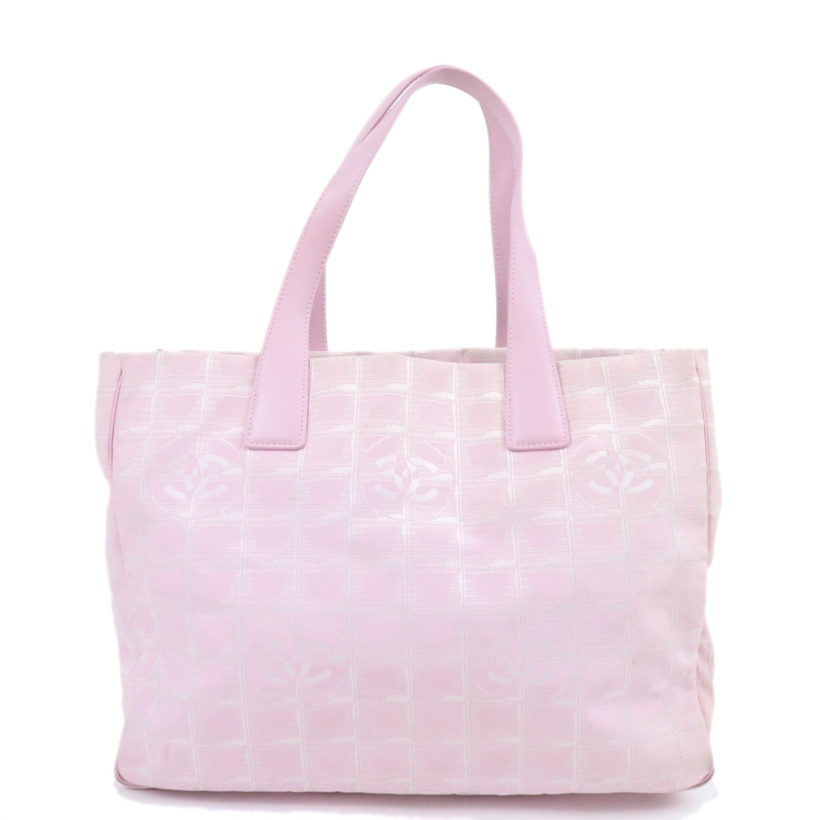 CHANEL Travel Line MM Nylon Jacquard Tote Bag Pink A15991