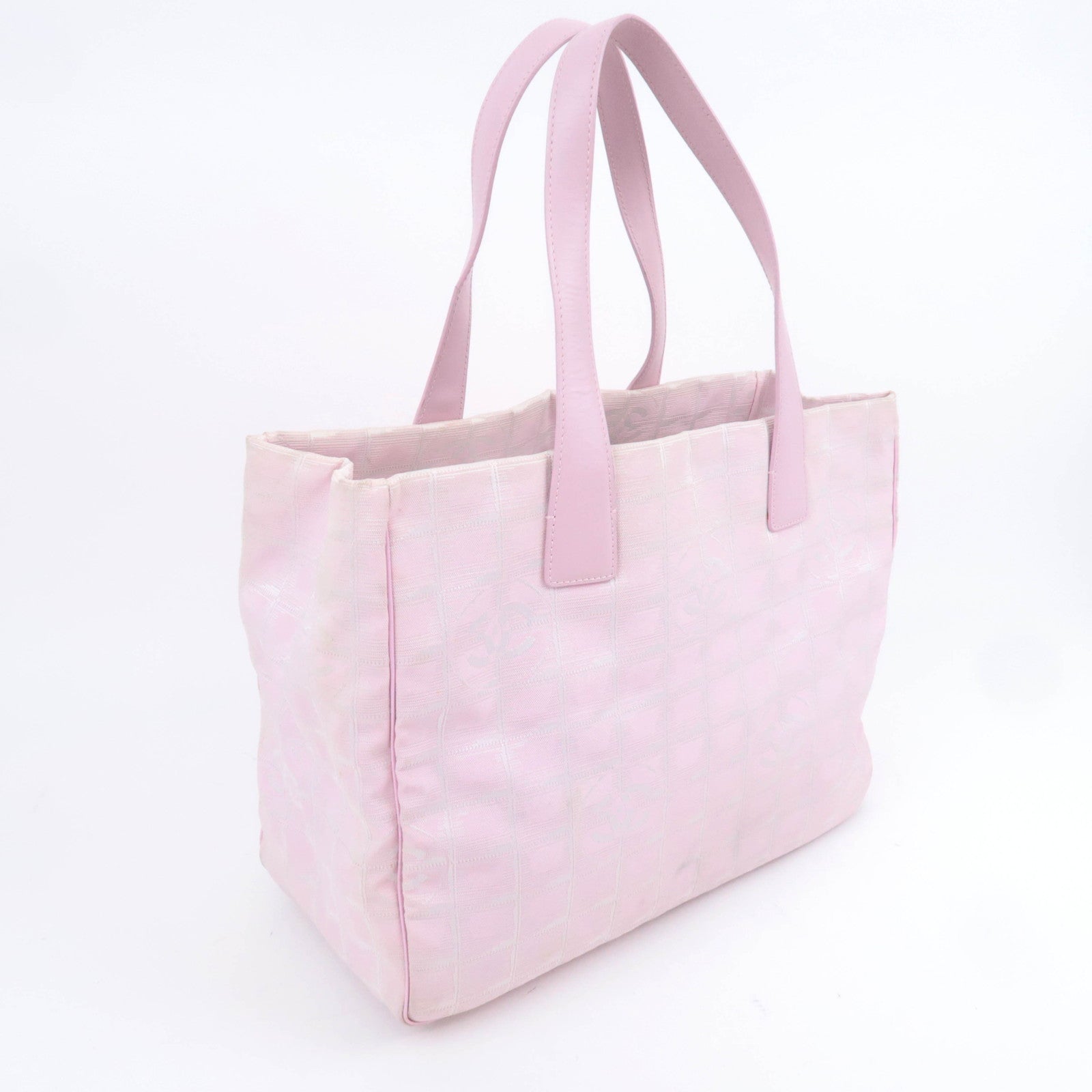 CHANEL Travel Line MM Nylon Jacquard Tote Bag Pink A15991