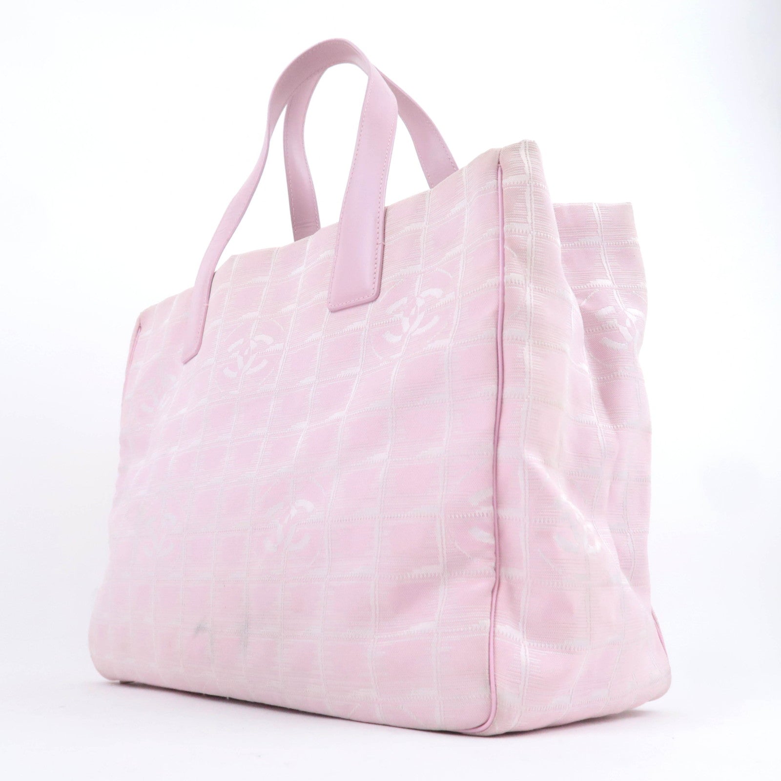 CHANEL Travel Line MM Nylon Jacquard Tote Bag Pink A15991