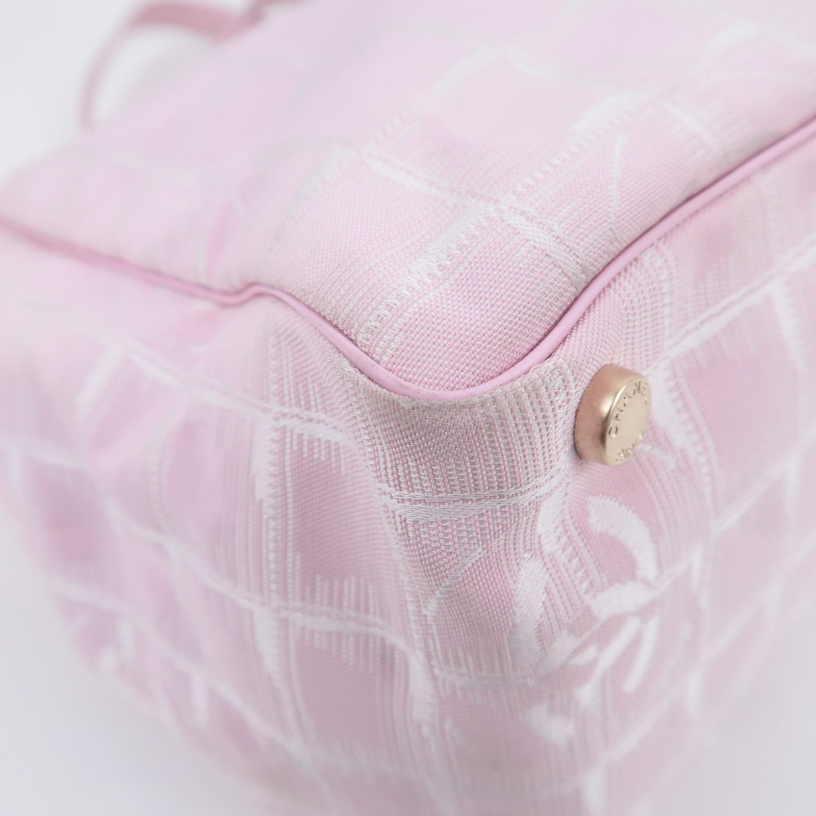 CHANEL Travel Line MM Nylon Jacquard Tote Bag Pink A15991