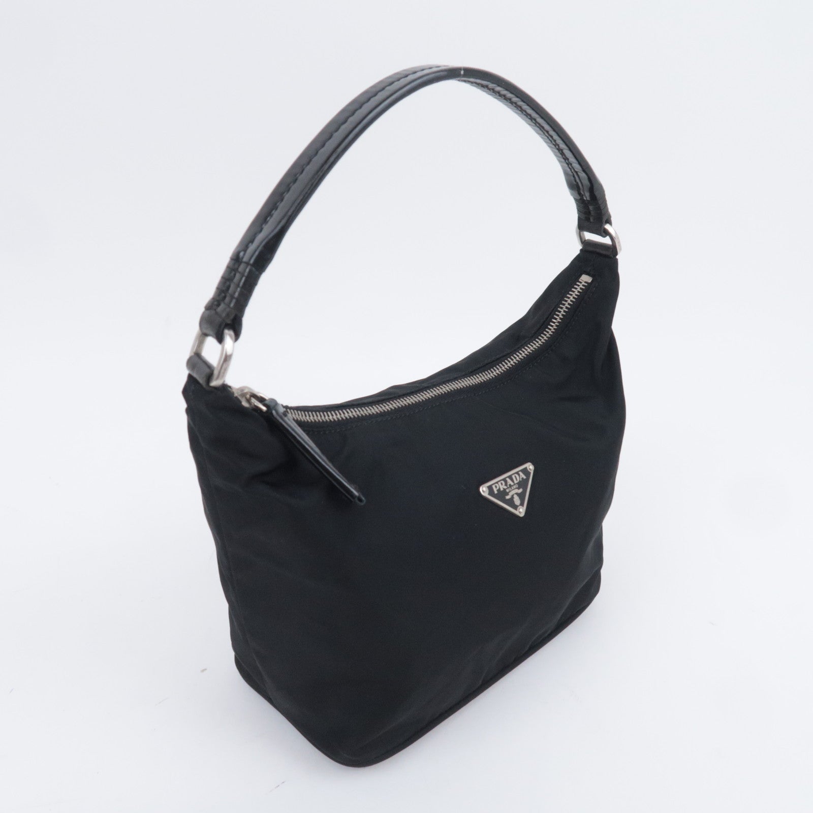 PRADA Logo Nylon Shoulder Bag Black BR1577