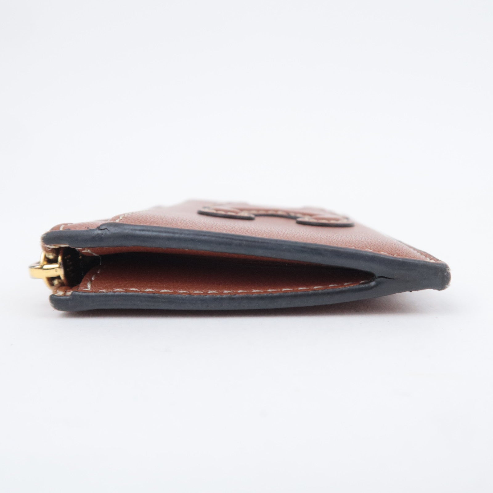 CELINE Triomphe Leather Zip Fragment Case Brown