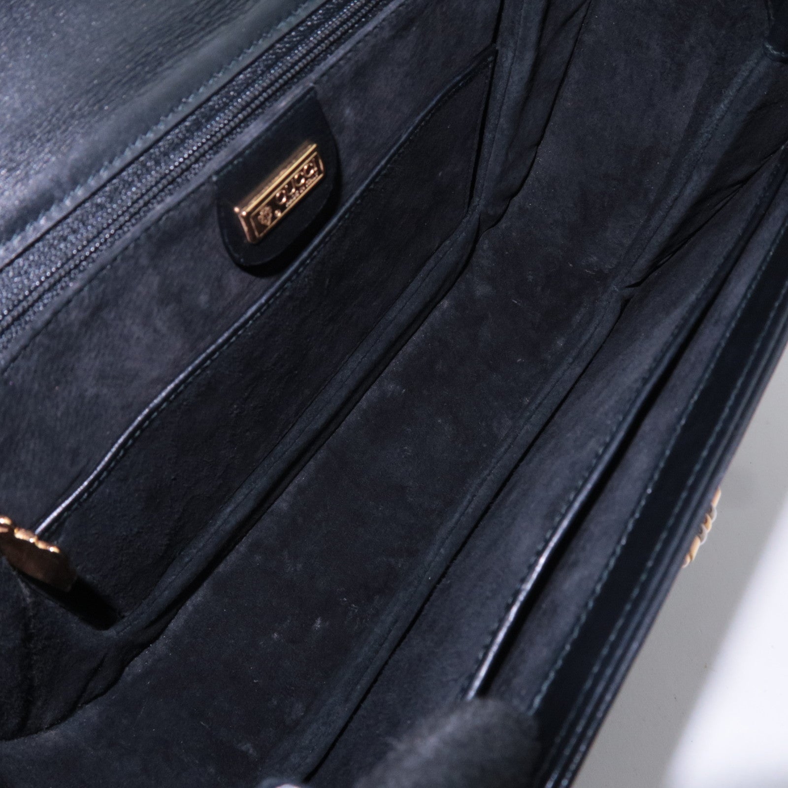 GUCCI Old Gucci Turnlock Leather Handbag Black 000.46.0164