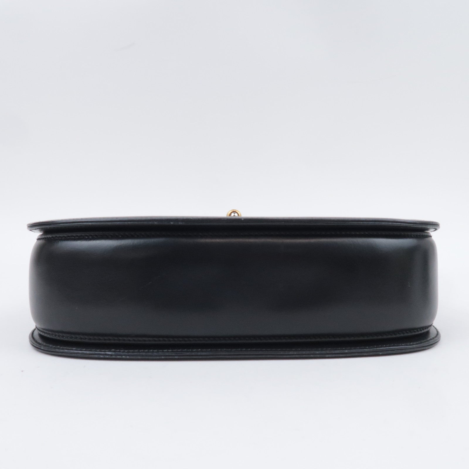 GUCCI Old Gucci Turnlock Leather Handbag Black 000.46.0164