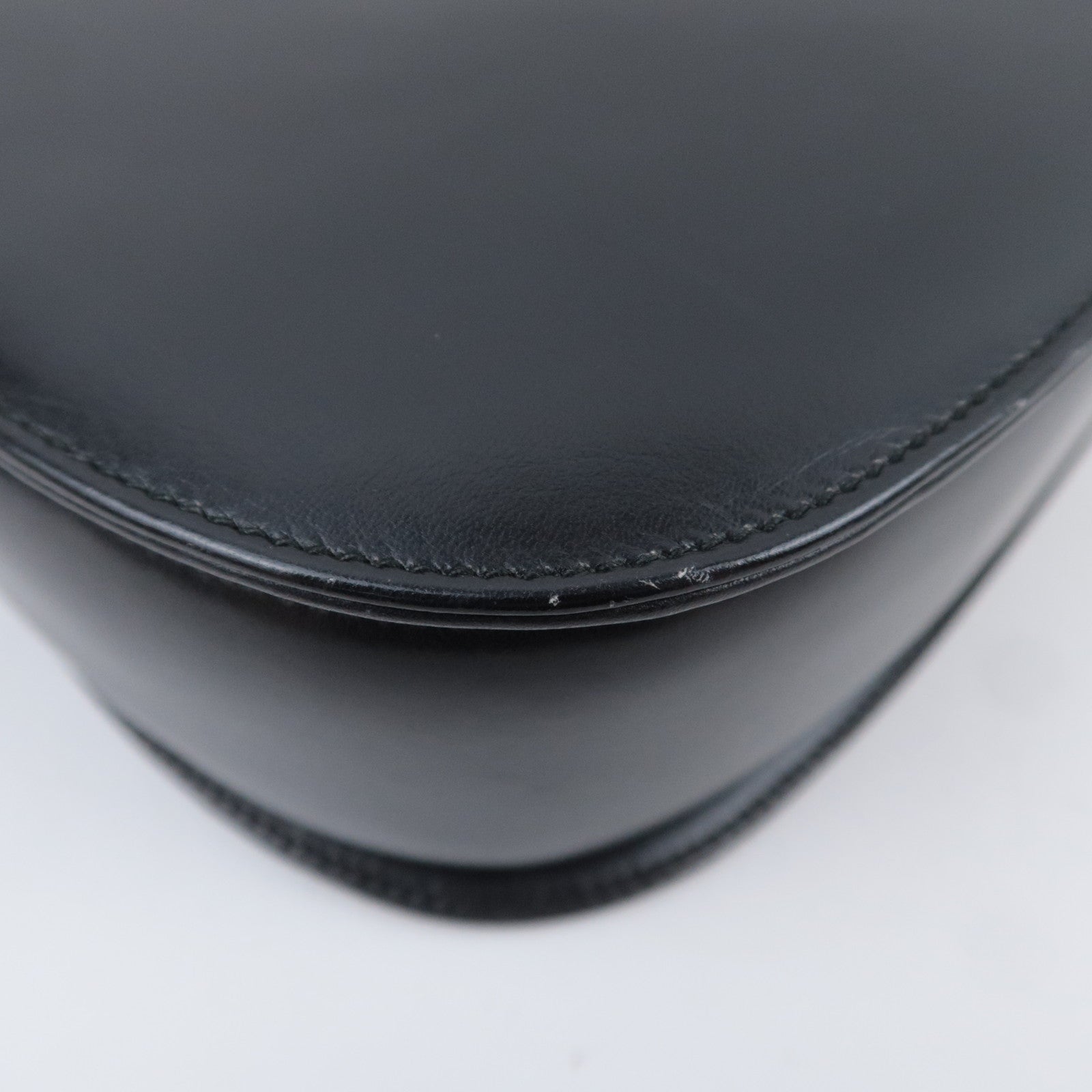 GUCCI Old Gucci Turnlock Leather Handbag Black 000.46.0164
